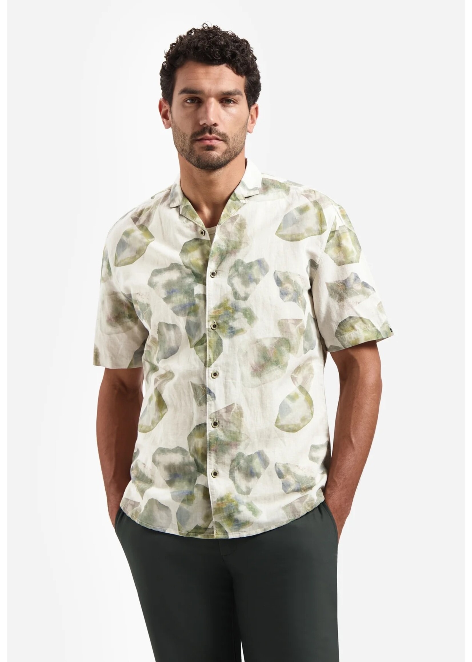 NO EXCESS   Zoom Print overhemd met korte mouw | Green