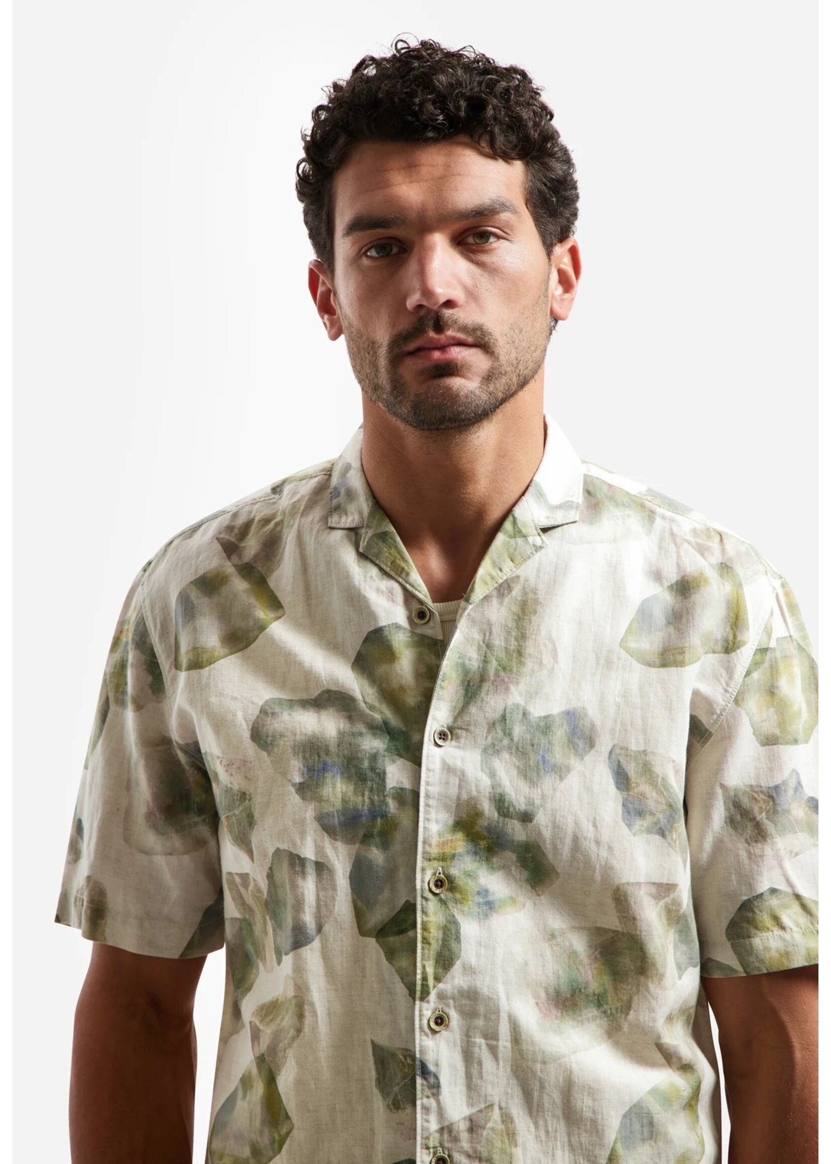 NO EXCESS   Zoom Print overhemd met korte mouw | Green