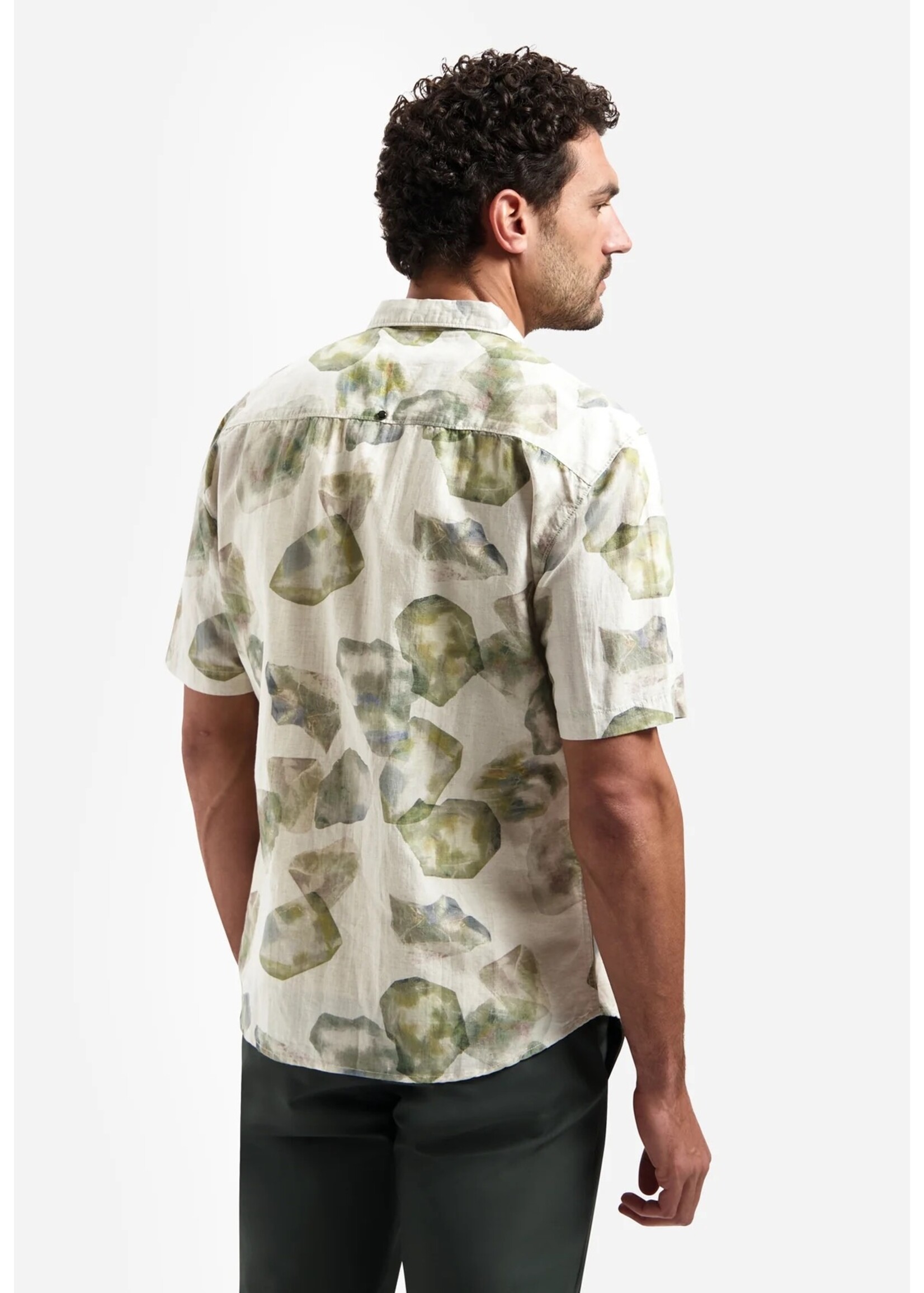 NO EXCESS   Zoom Print overhemd met korte mouw | Green