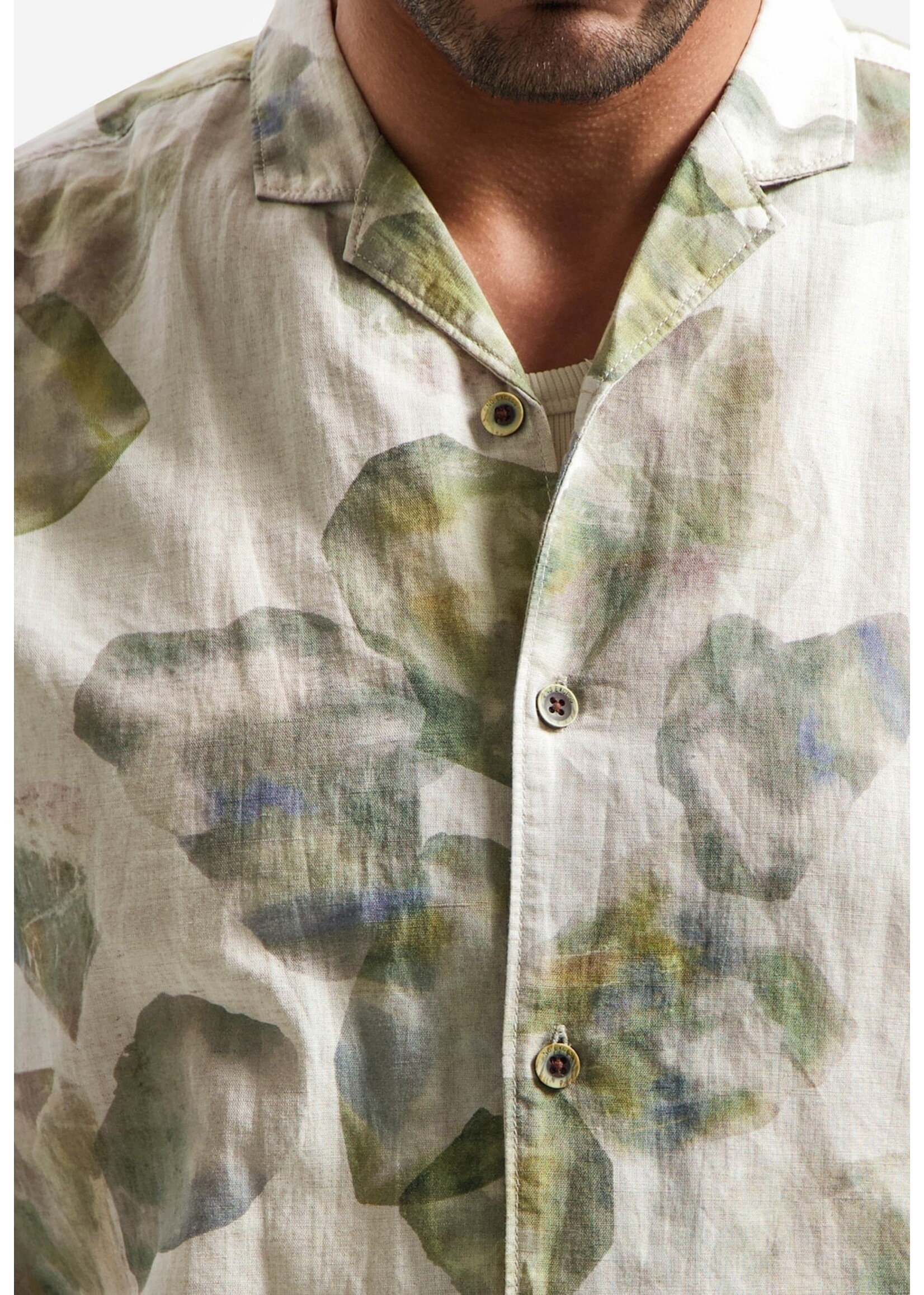 NO EXCESS   Zoom Print overhemd met korte mouw | Green