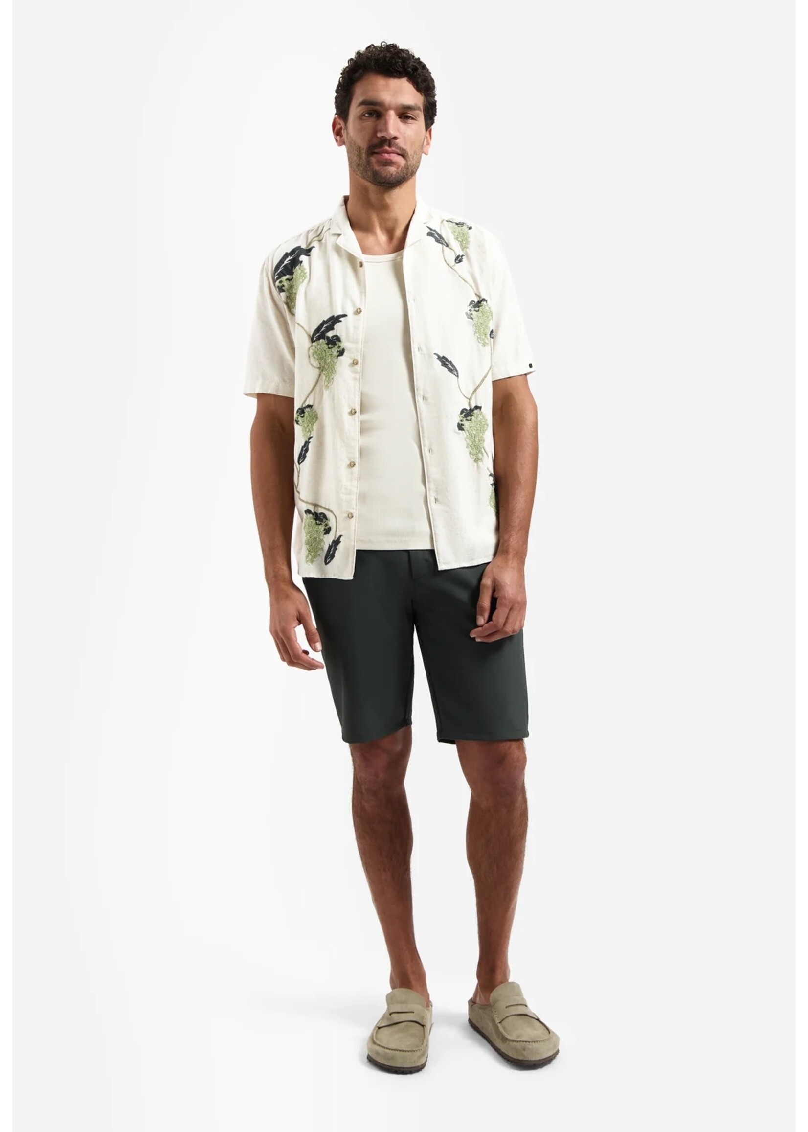 NO EXCESS   Zoom Overhemd met korte mouw en borduring | Green  Zoom