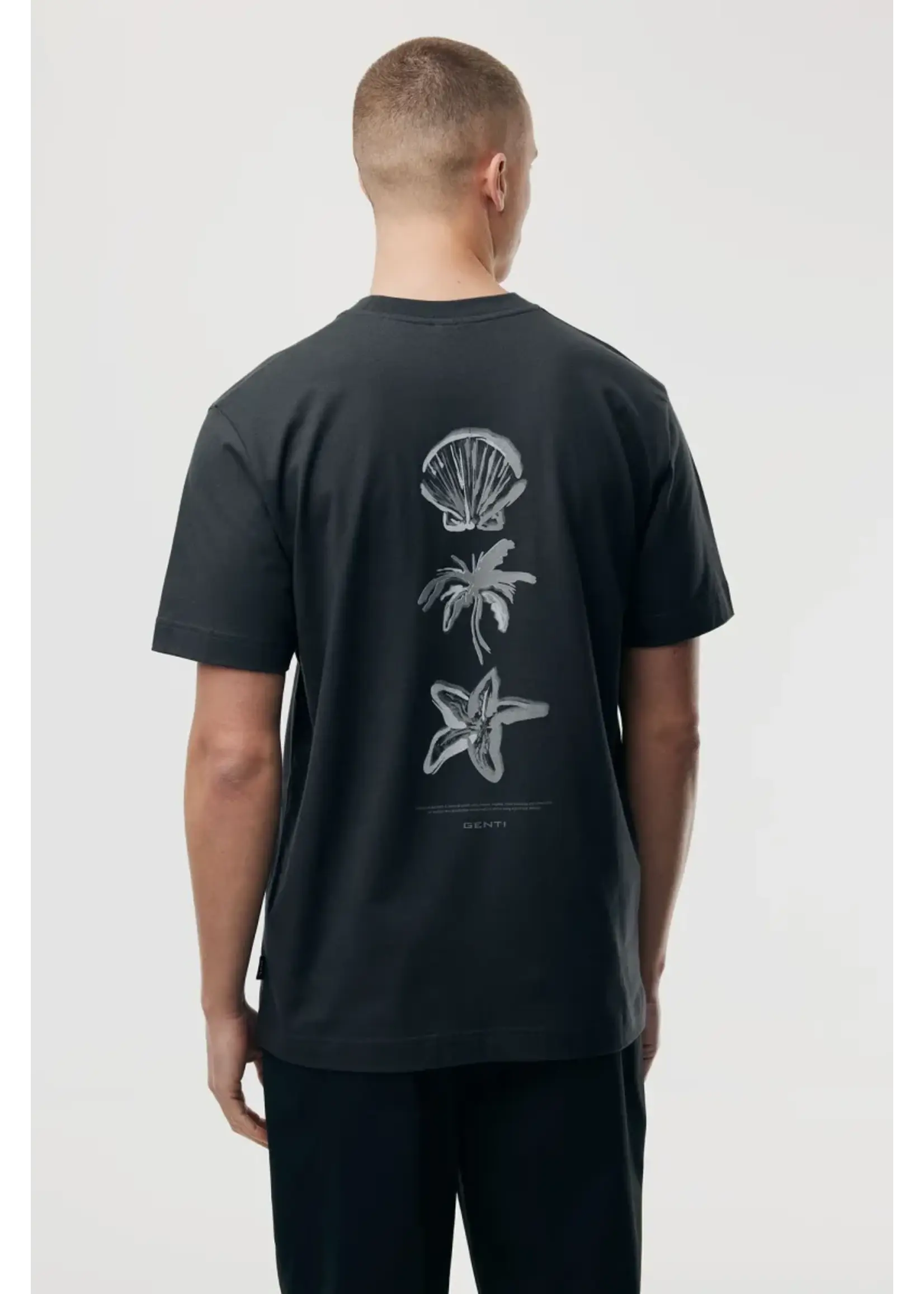 GENTI T-SHIRT MET BACKPRINT DONKER GRIJS