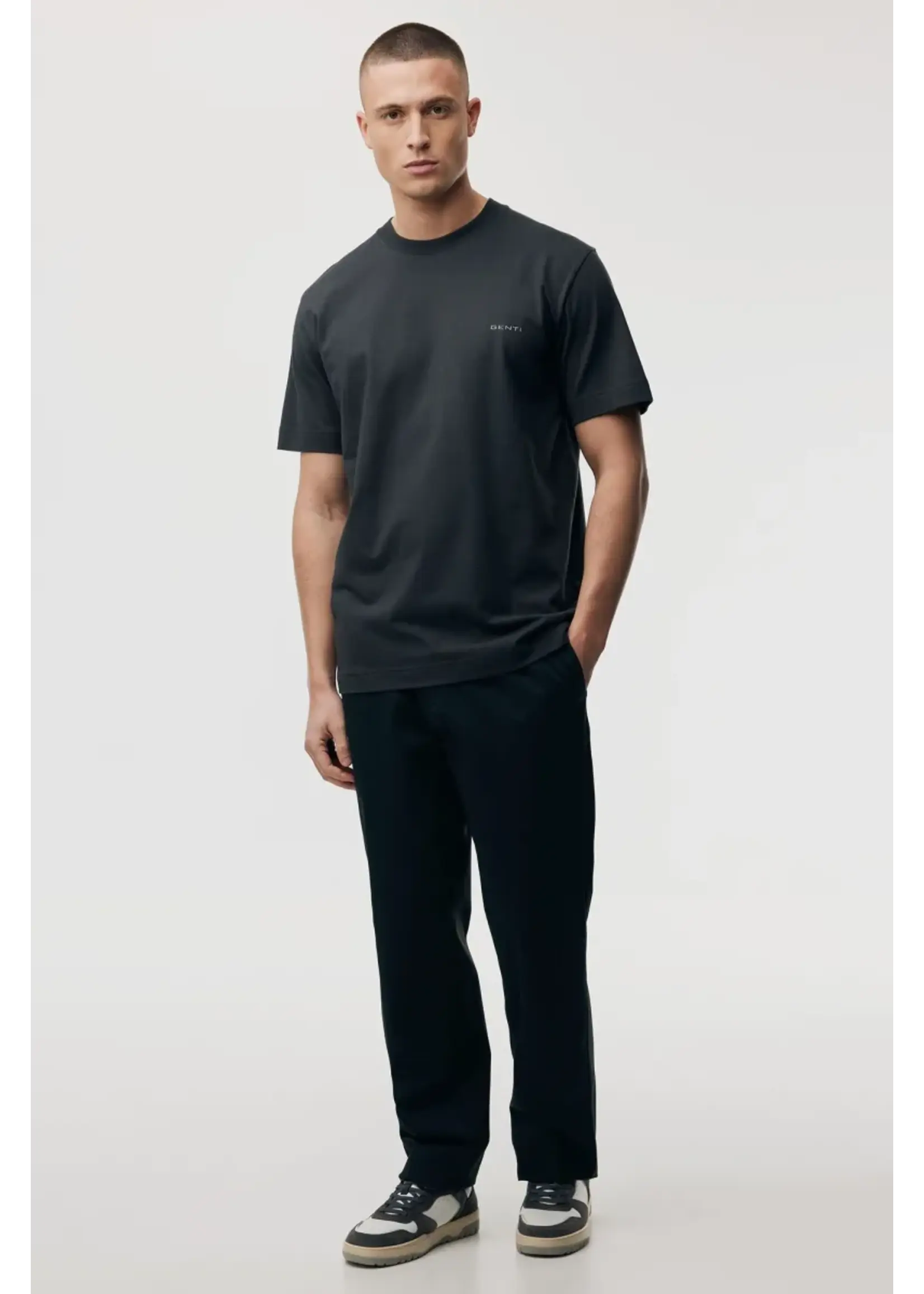 GENTI T-SHIRT MET BACKPRINT DONKER GRIJS