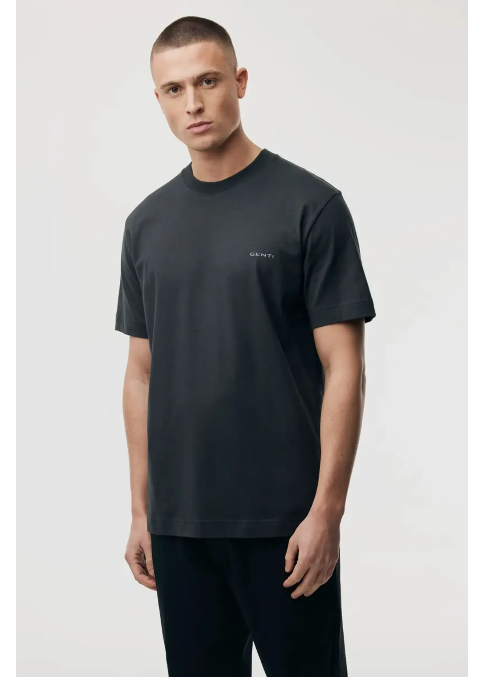 GENTI T-SHIRT MET BACKPRINT DONKER GRIJS