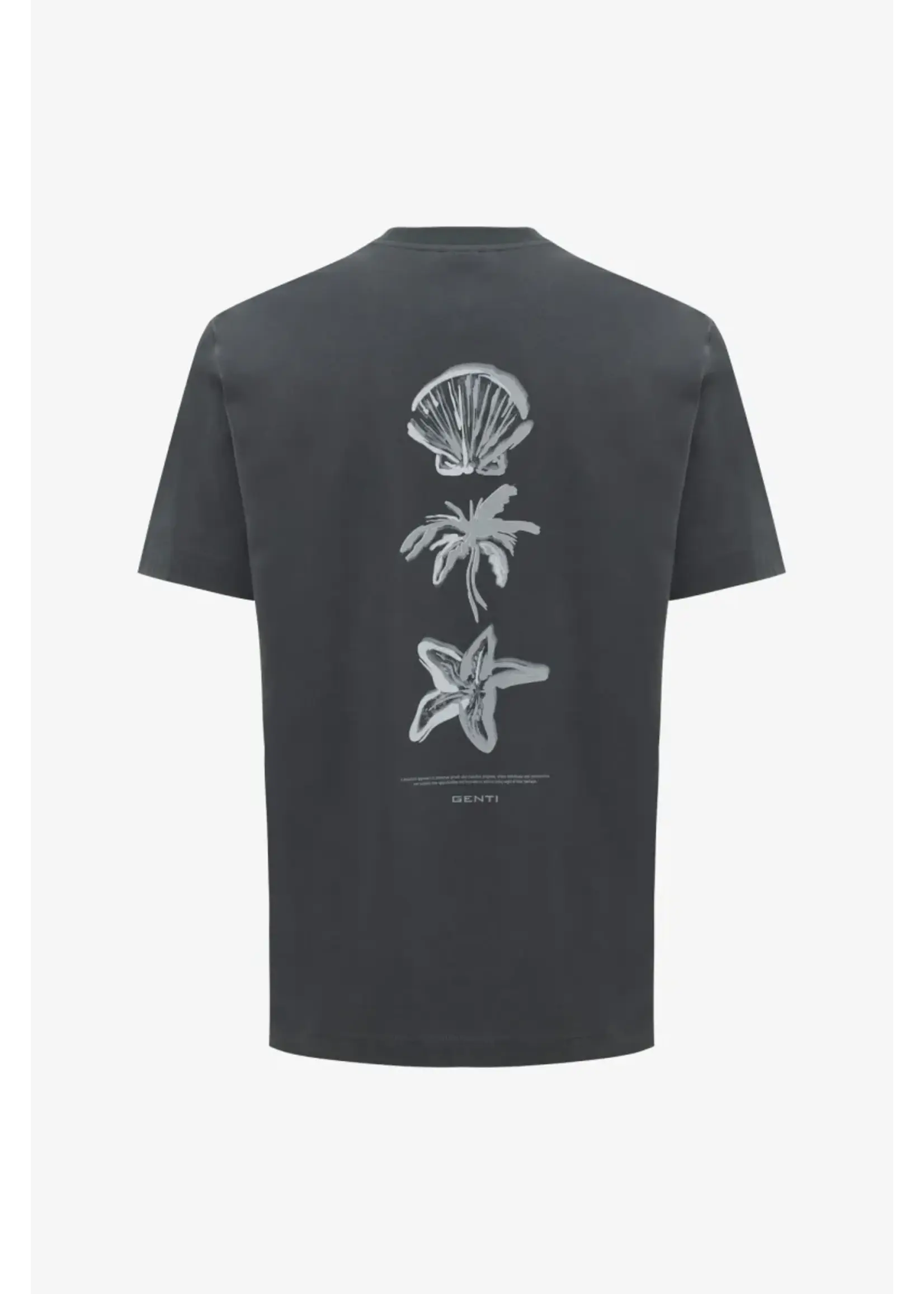 GENTI T-SHIRT MET BACKPRINT DONKER GRIJS