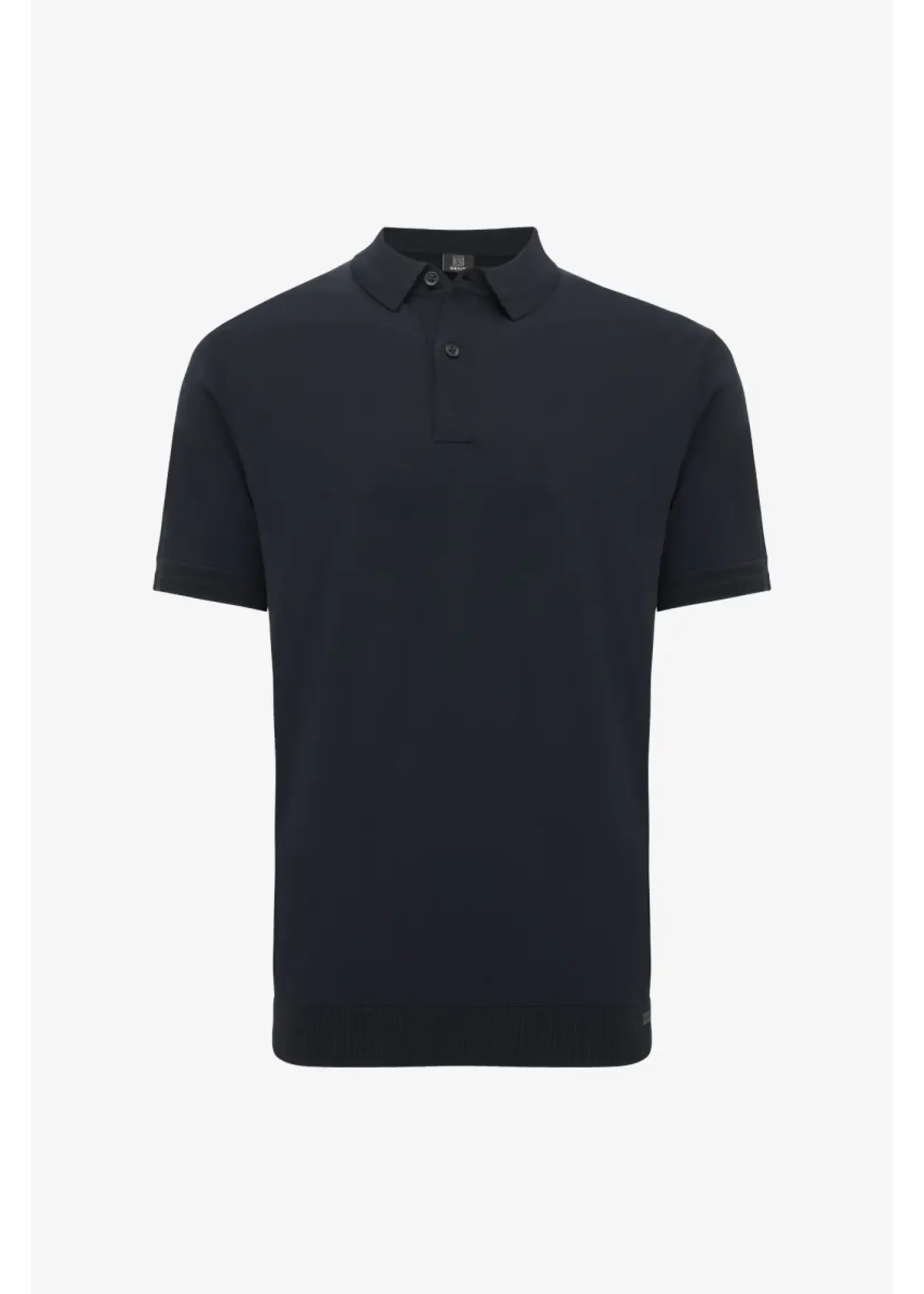 GENTI GEBREIDE POLO DONKER BLAUW