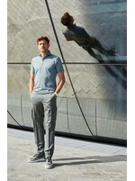 JOHN MILLER Staalblauw slim fit hyperstretch polo shirt met ritssluiting in korte mouw