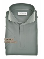 JOHN MILLER Steengrijs slim fit hyperstretch polo shirt met ritssluiting in korte mouw