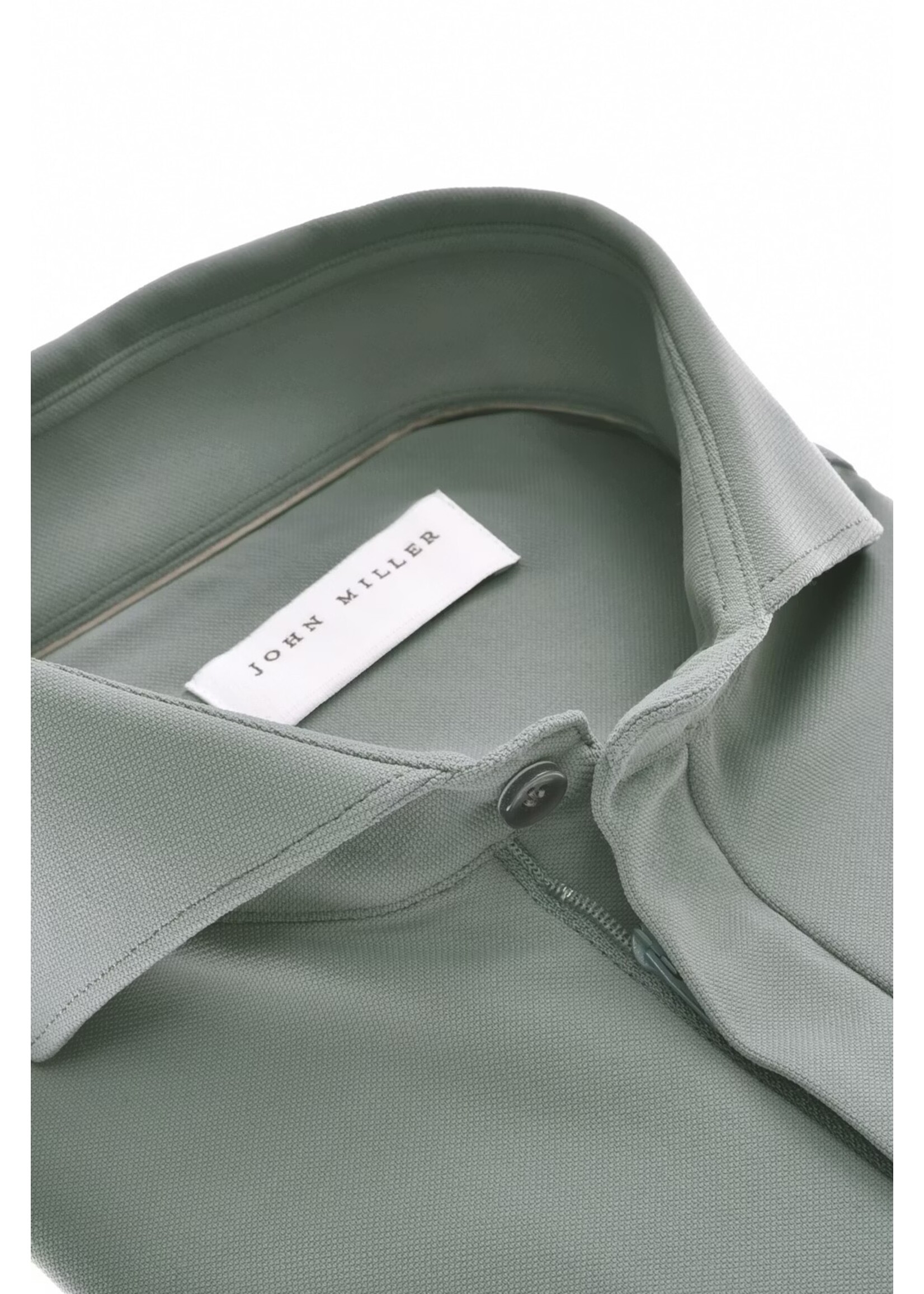 JOHN MILLER Steengrijs  slim fit hyperstretch polo shirt met ritssluiting in korte mouw