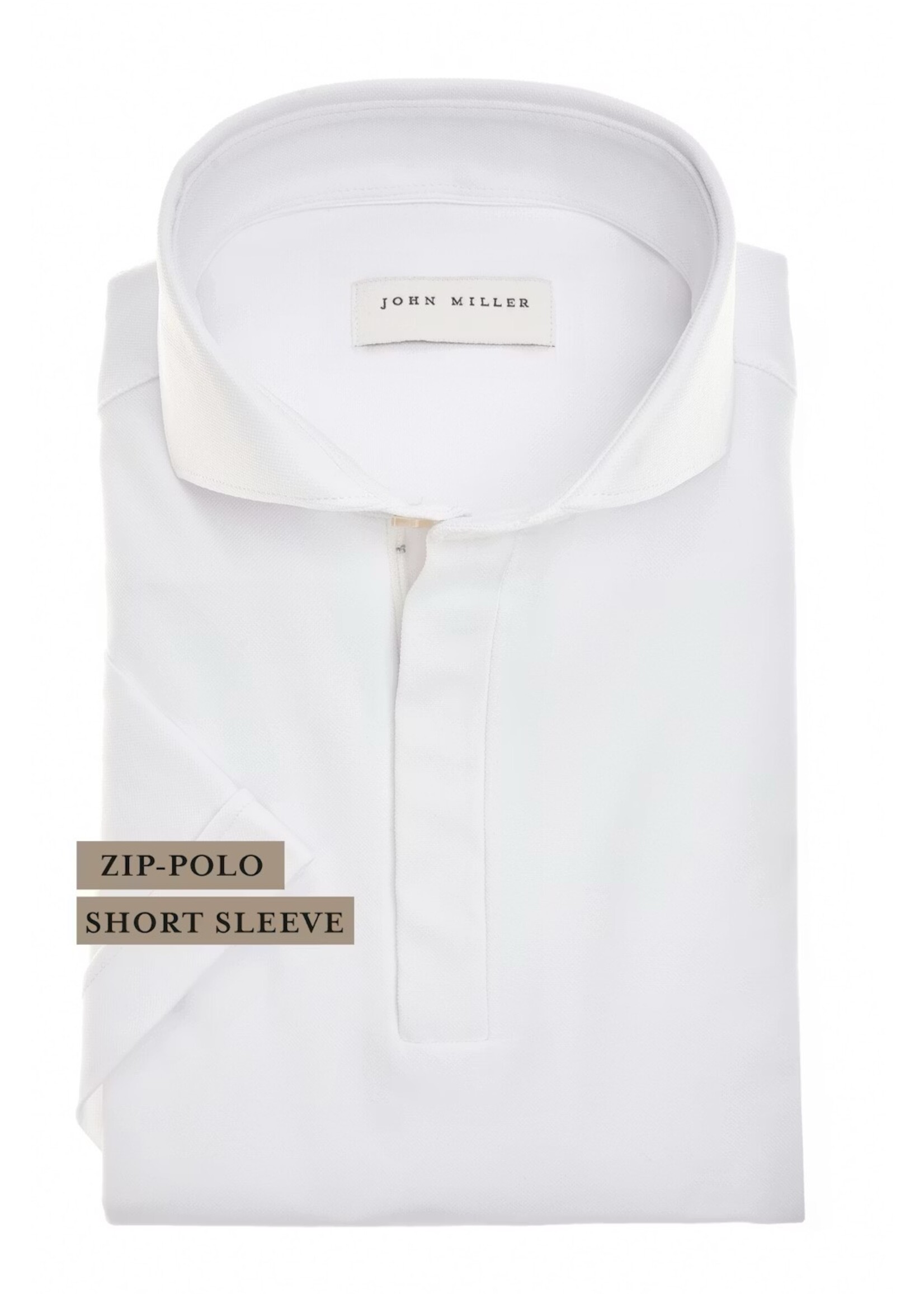 JOHN MILLER  slim fit hyperstretch polo shirt met ritssluiting in korte mouw