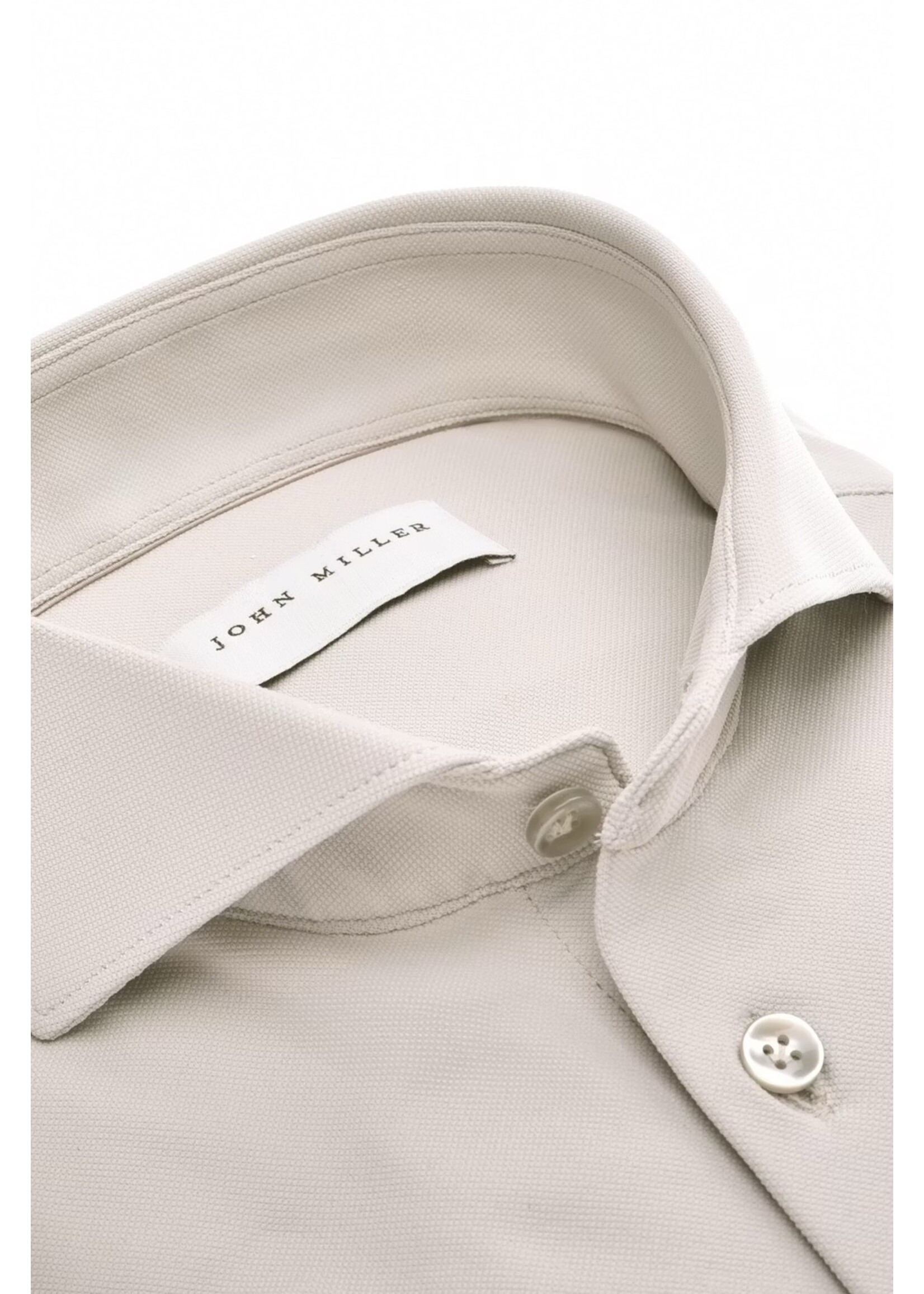JOHN MILLER Kiezelgrijs slim fit hyperstretch overhemd