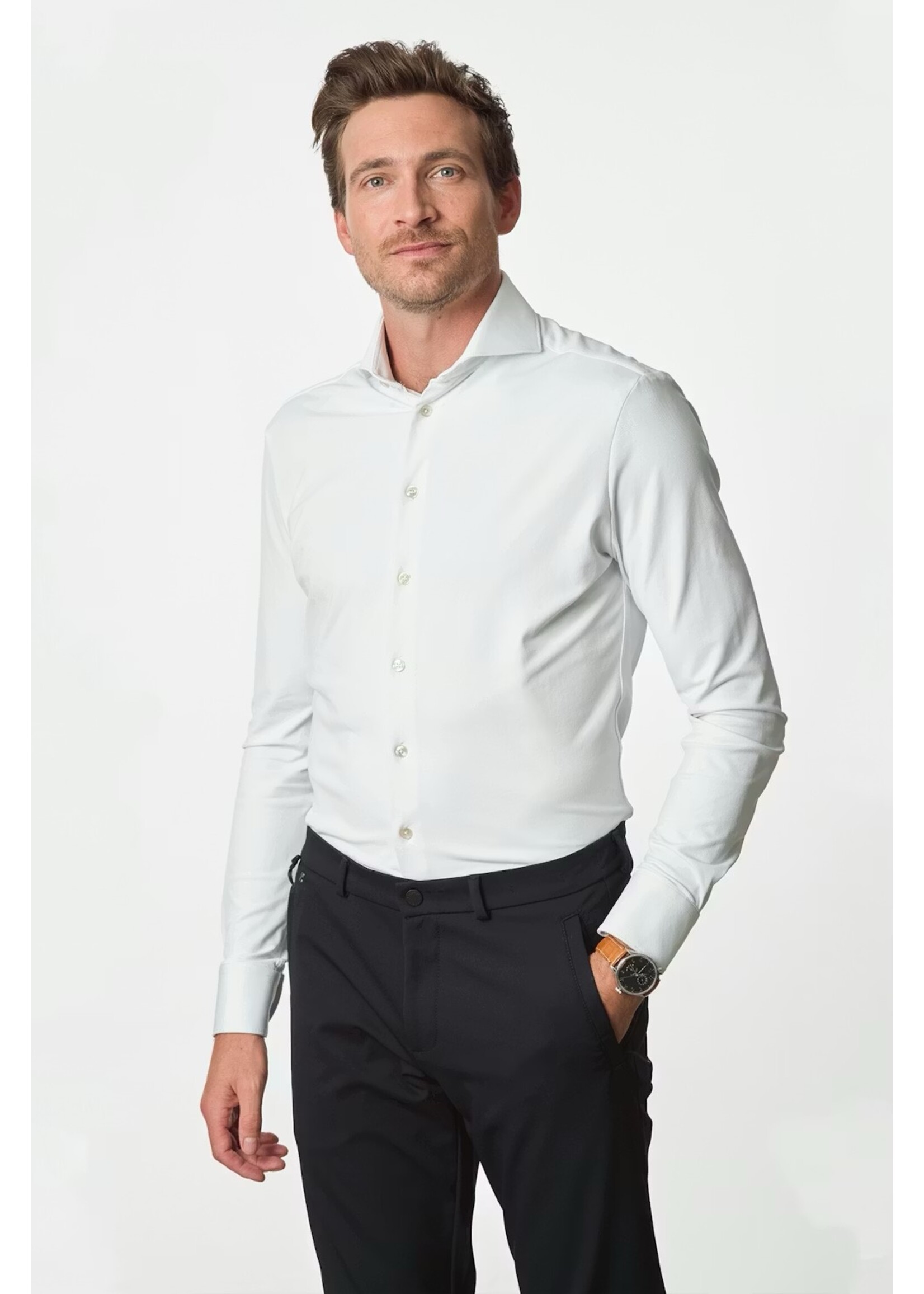 JOHN MILLER WIT slim fit hyperstretch overhemd