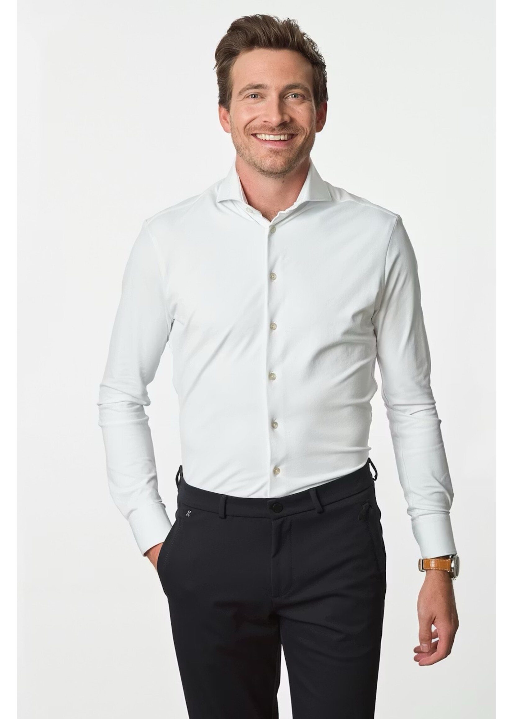 JOHN MILLER WIT slim fit hyperstretch overhemd