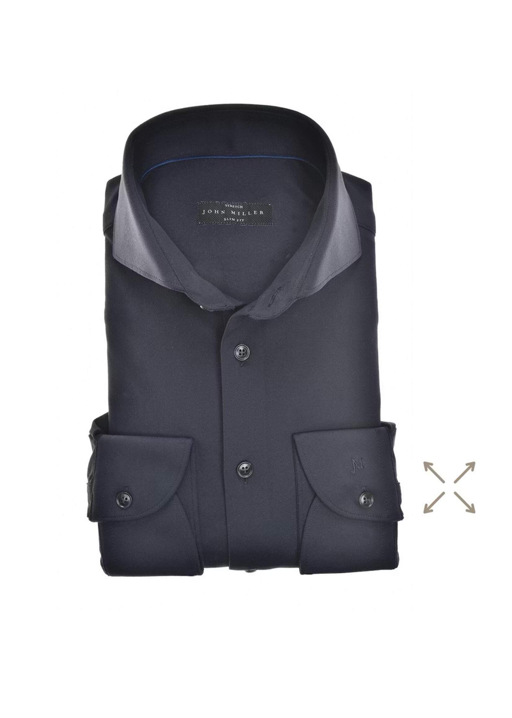 JOHN MILLER Donkerblauw slim fit hyperstretch overhemd
