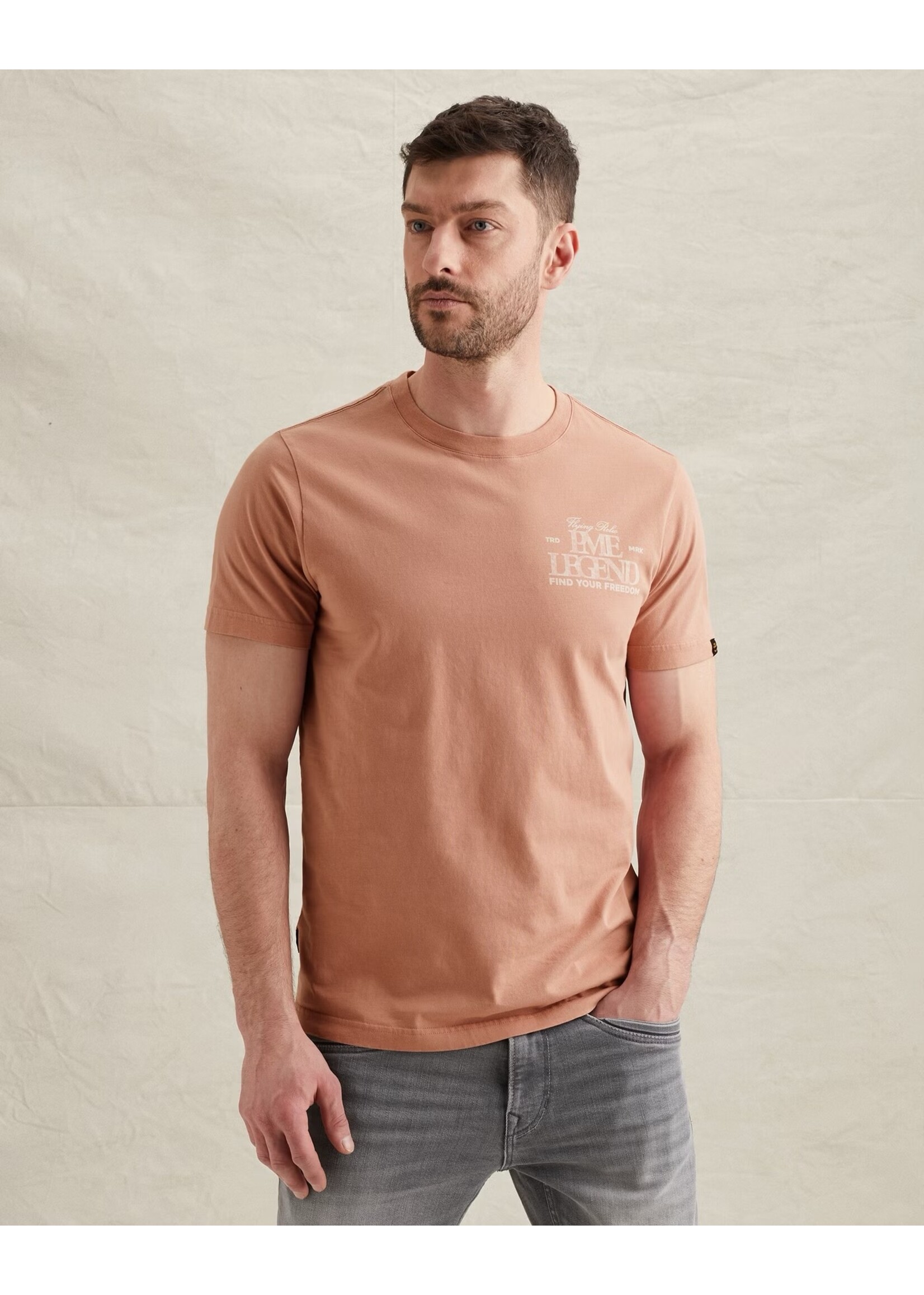 PME LEGEND T-SHIRT VAN JERSEY MET KLEIN ARTWORK- ROSE DAWN