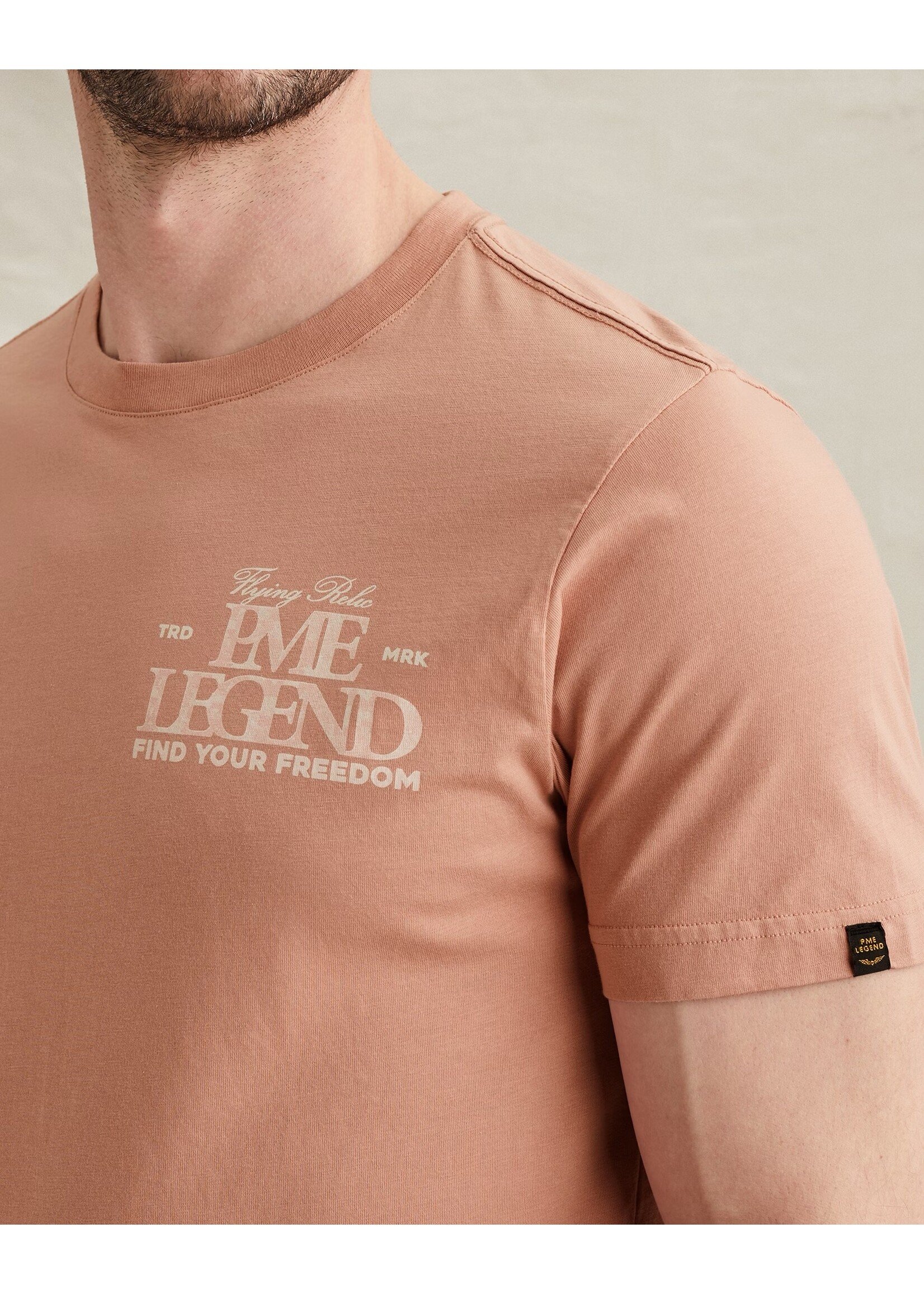 PME LEGEND T-SHIRT VAN JERSEY MET KLEIN ARTWORK- ROSE DAWN