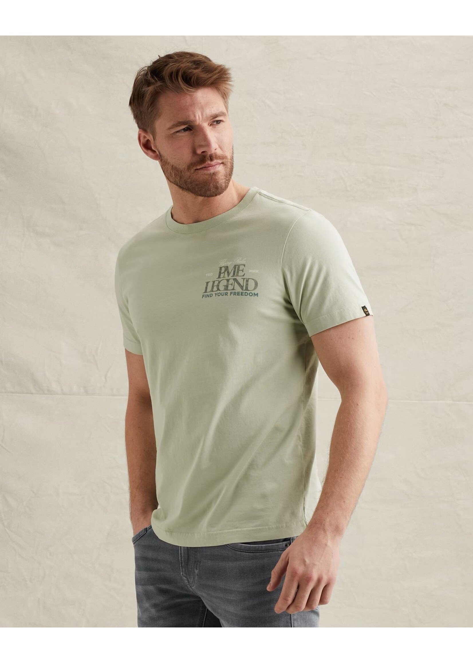 PME LEGEND T-SHIRT VAN JERSEY MET KLEIN ARTWORK- CAMEO GREEN