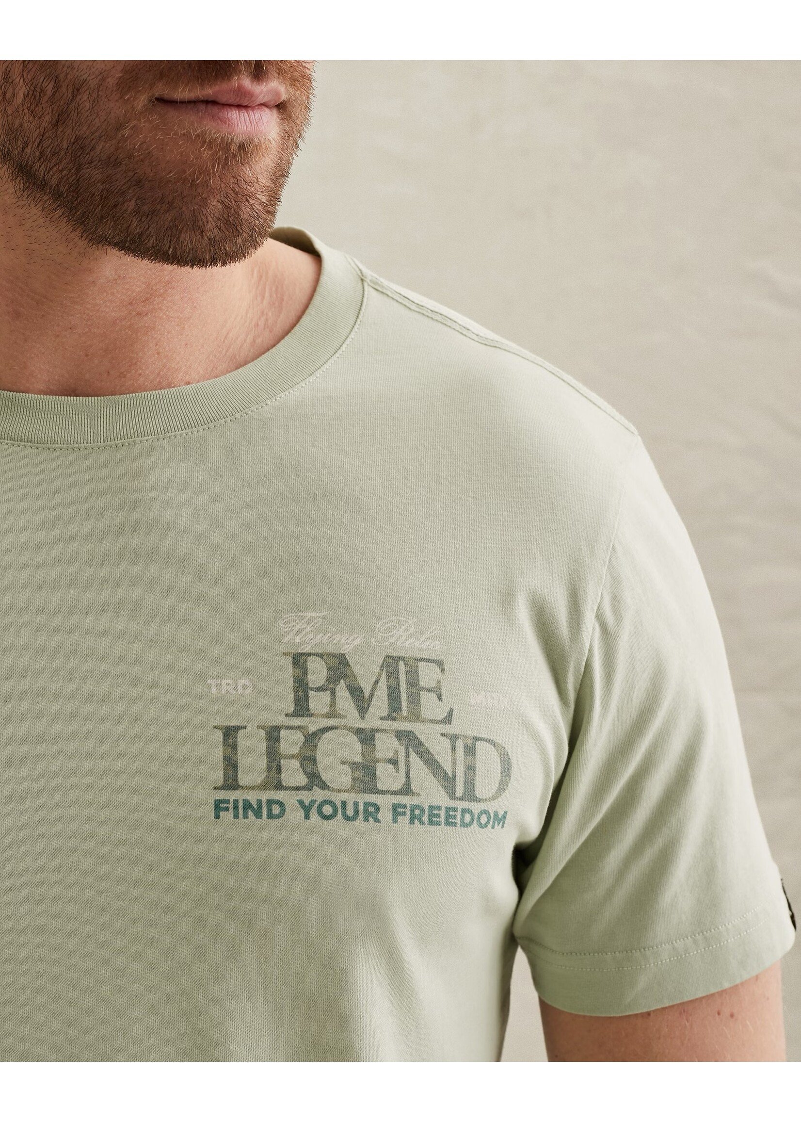 PME LEGEND T-SHIRT VAN JERSEY MET KLEIN ARTWORK- CAMEO GREEN