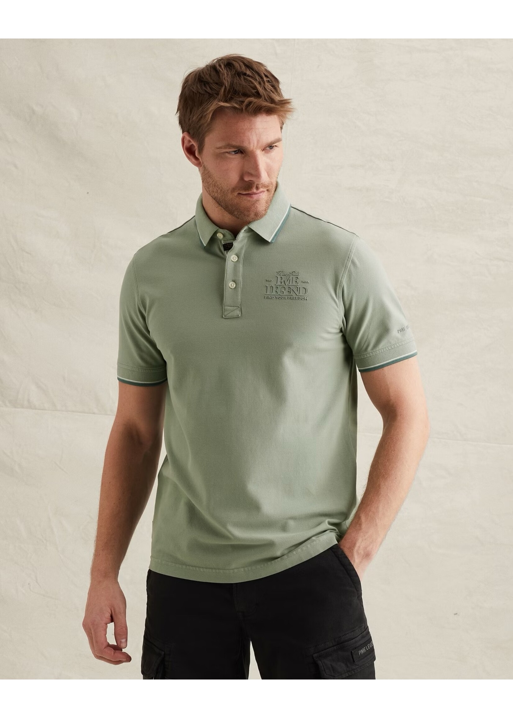 PME LEGEND POLO VAN PIQUÉ MET ARTWORK- ICE BERG GREEN