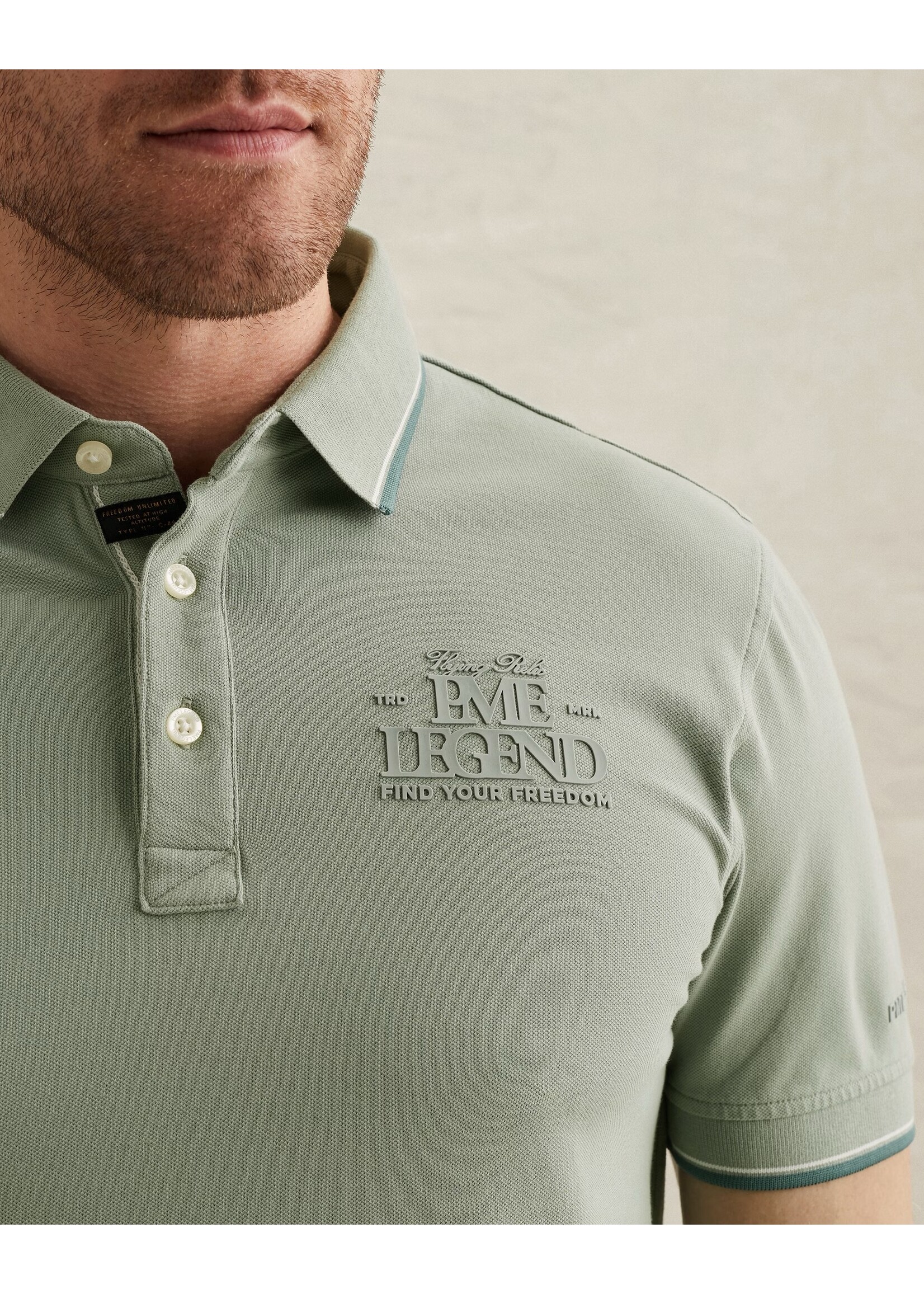 PME LEGEND POLO VAN PIQUÉ MET ARTWORK- ICE BERG GREEN