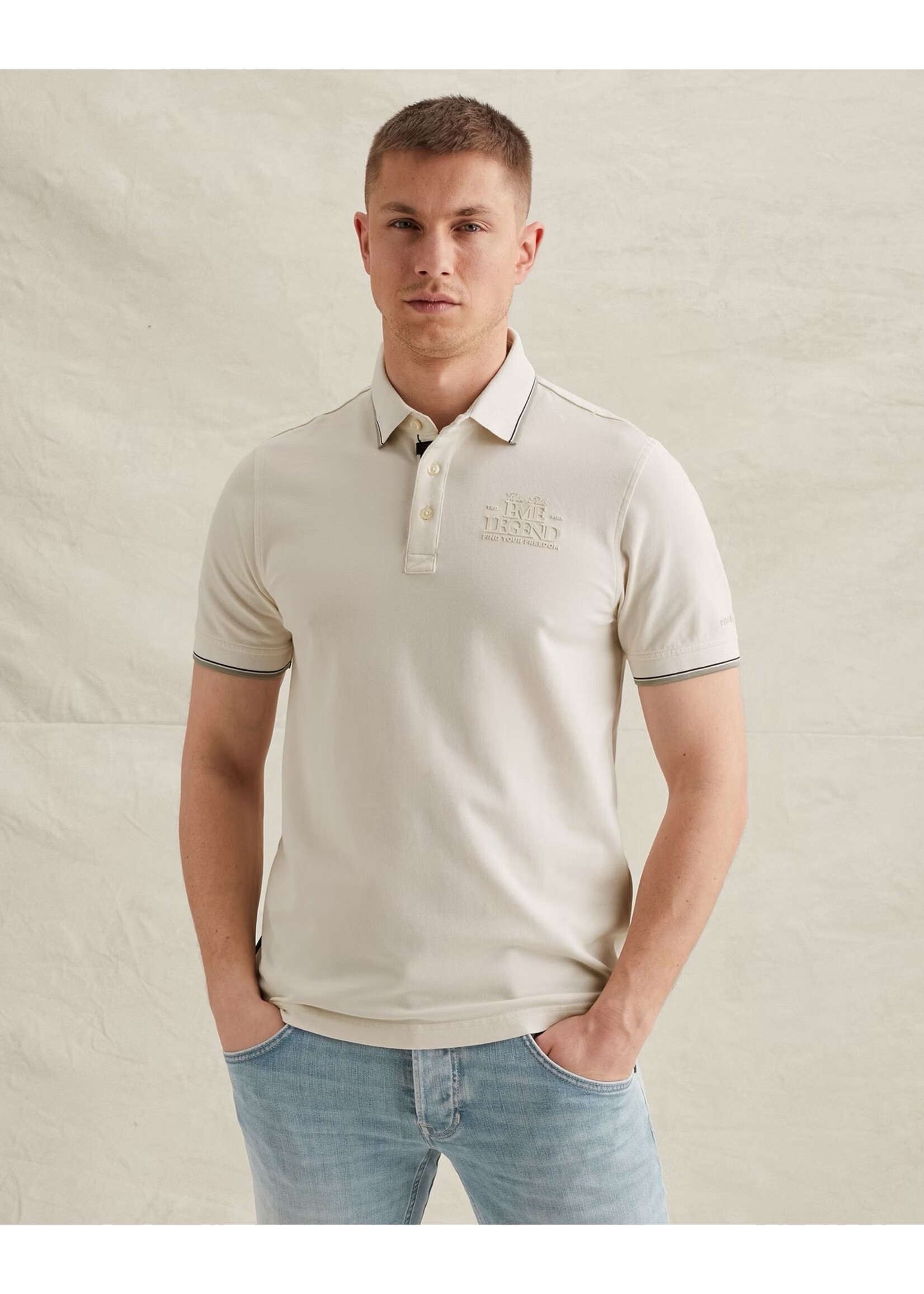 PME LEGEND POLO VAN PIQUÉ MET ARTWORK-  EGRET