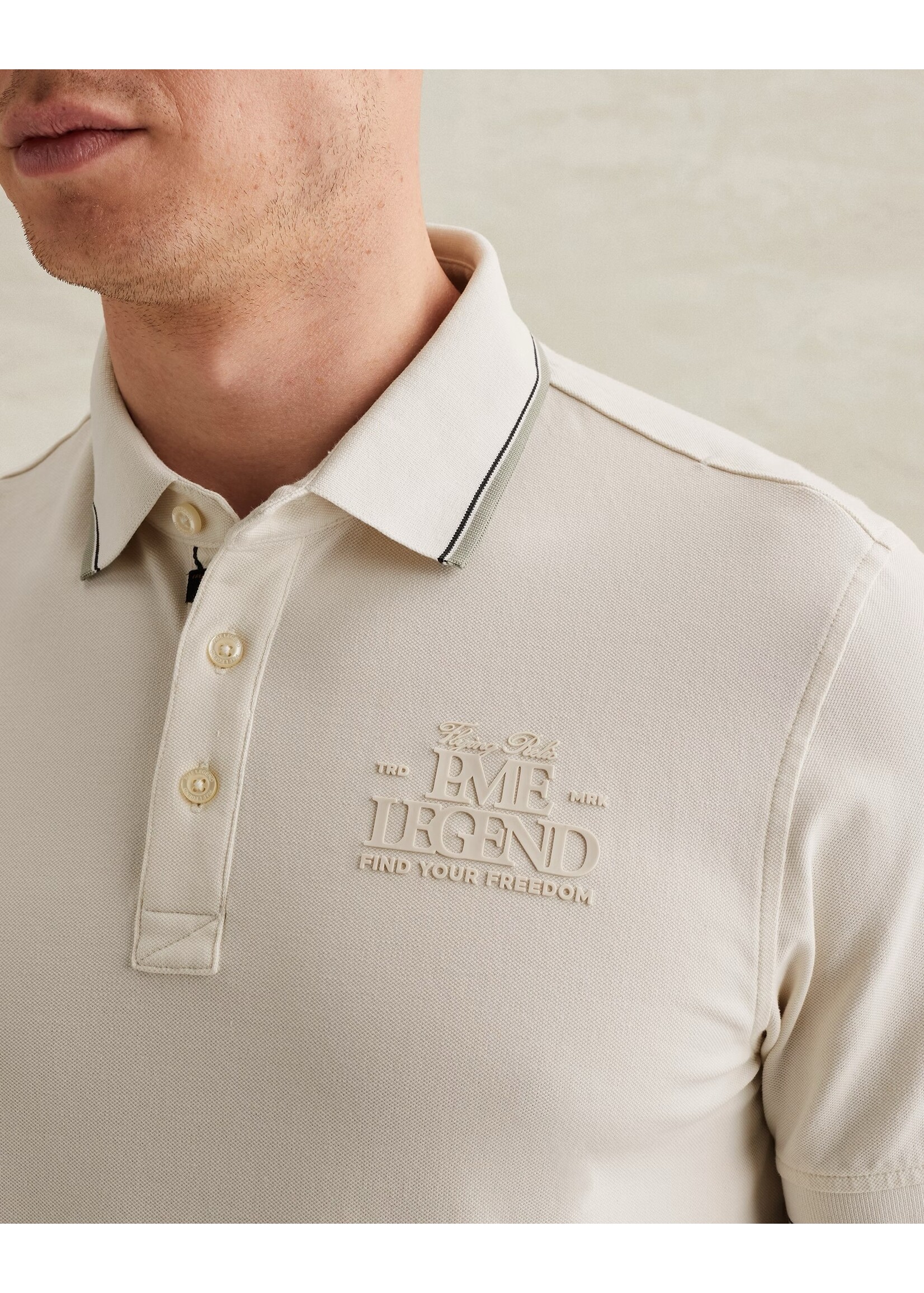 PME LEGEND POLO VAN PIQUÉ MET ARTWORK-  EGRET