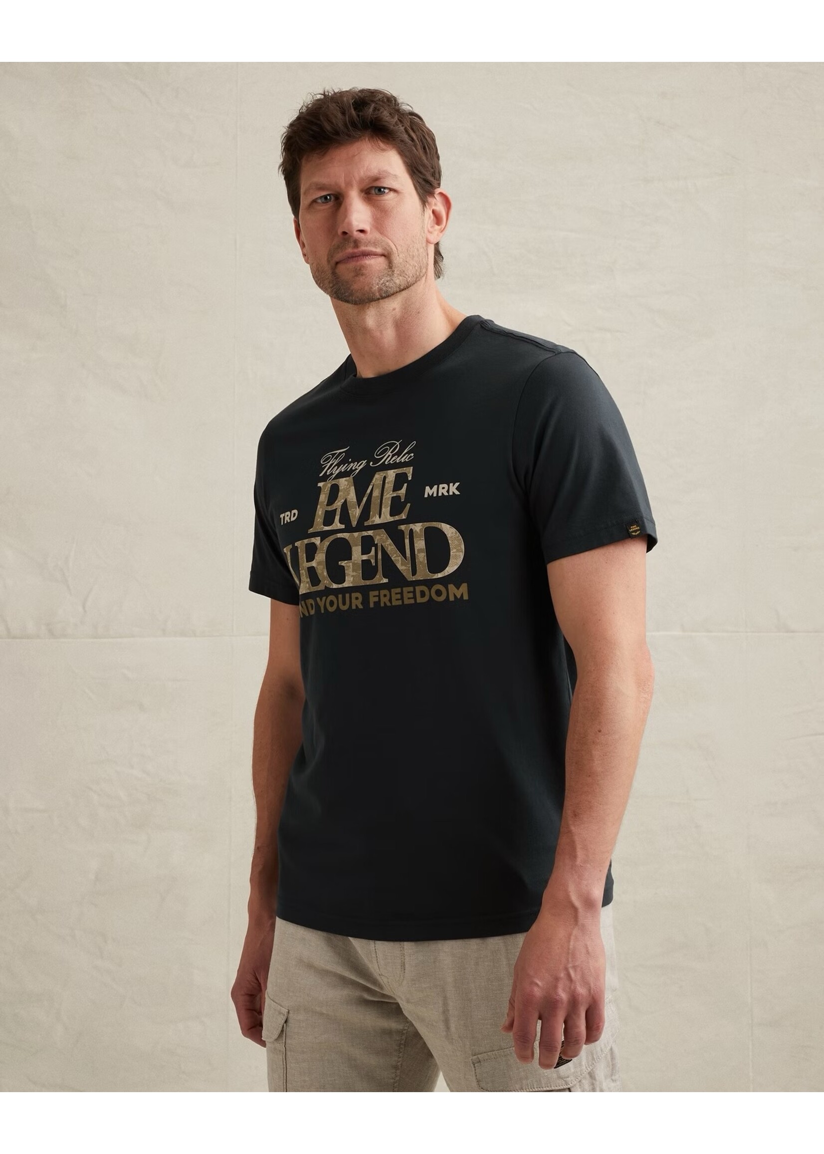 PME LEGEND T-SHIRT VAN JERSEY MET GROOT ARTWORK- CARBON
