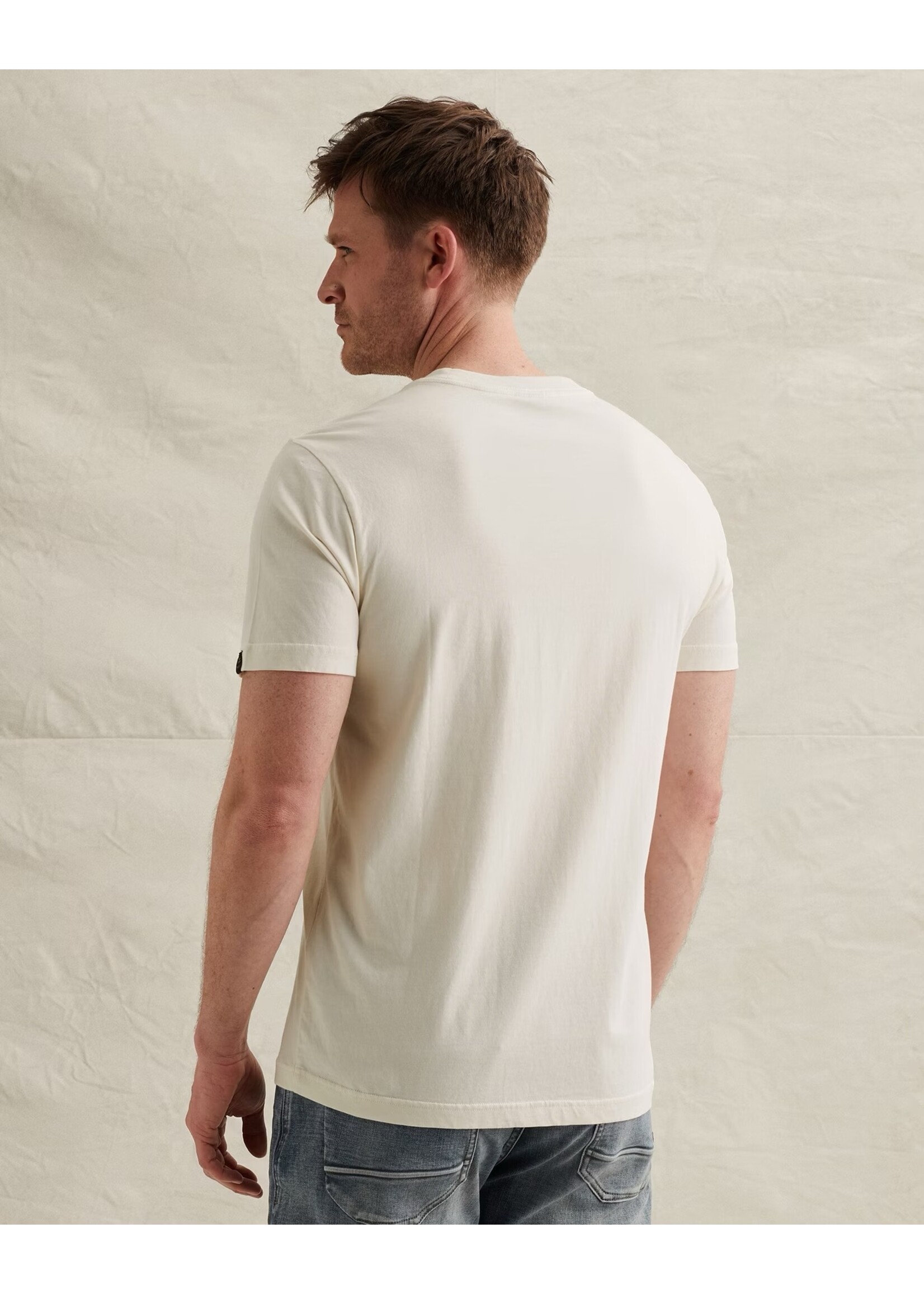 PME LEGEND T-SHIRT VAN JERSEY MET GROOT ARTWORK- EGRET