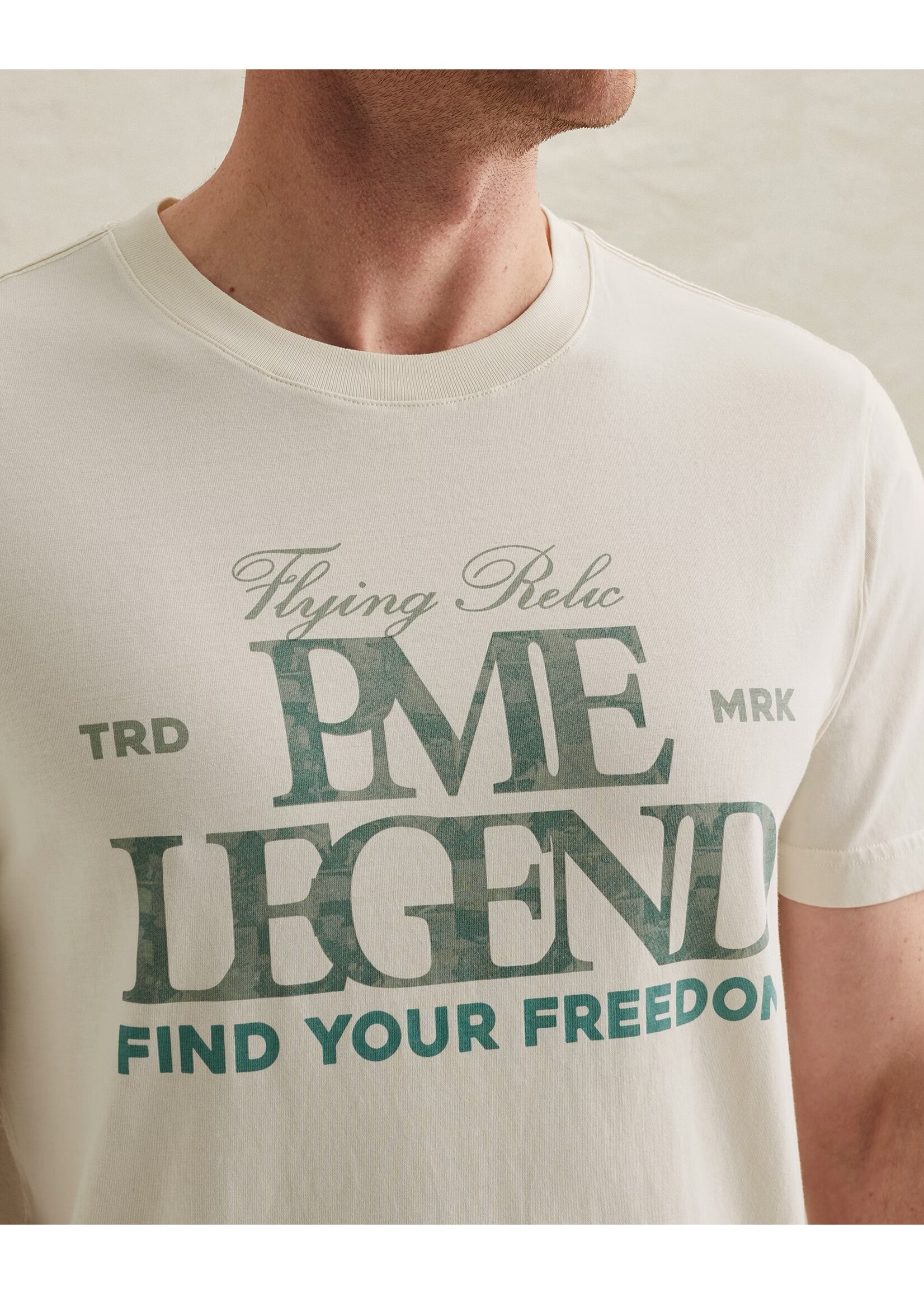 PME LEGEND T-SHIRT VAN JERSEY MET GROOT ARTWORK- EGRET