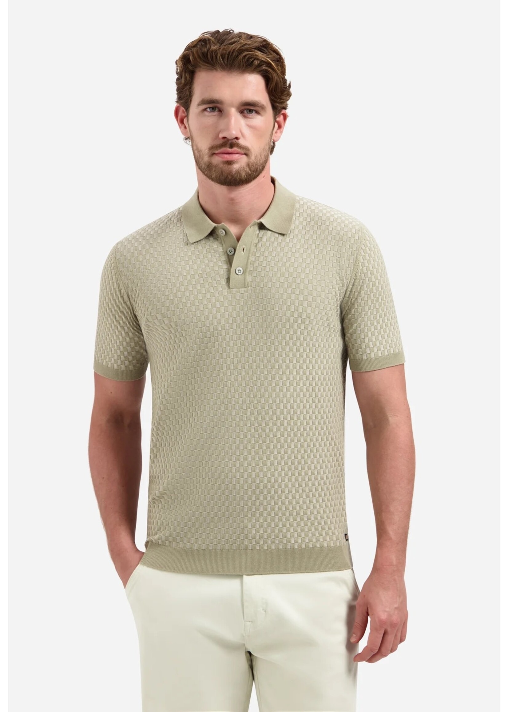 NO EXCESS  Polo met korte mouwen en knopen | Taupe