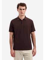 NO EXCESS  Polo met V-hals, korte mouwen en gestructureerd | Dark Brown