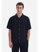 NO EXCESS  Overhemd van linnenmix met korte mouwen | NIGHT