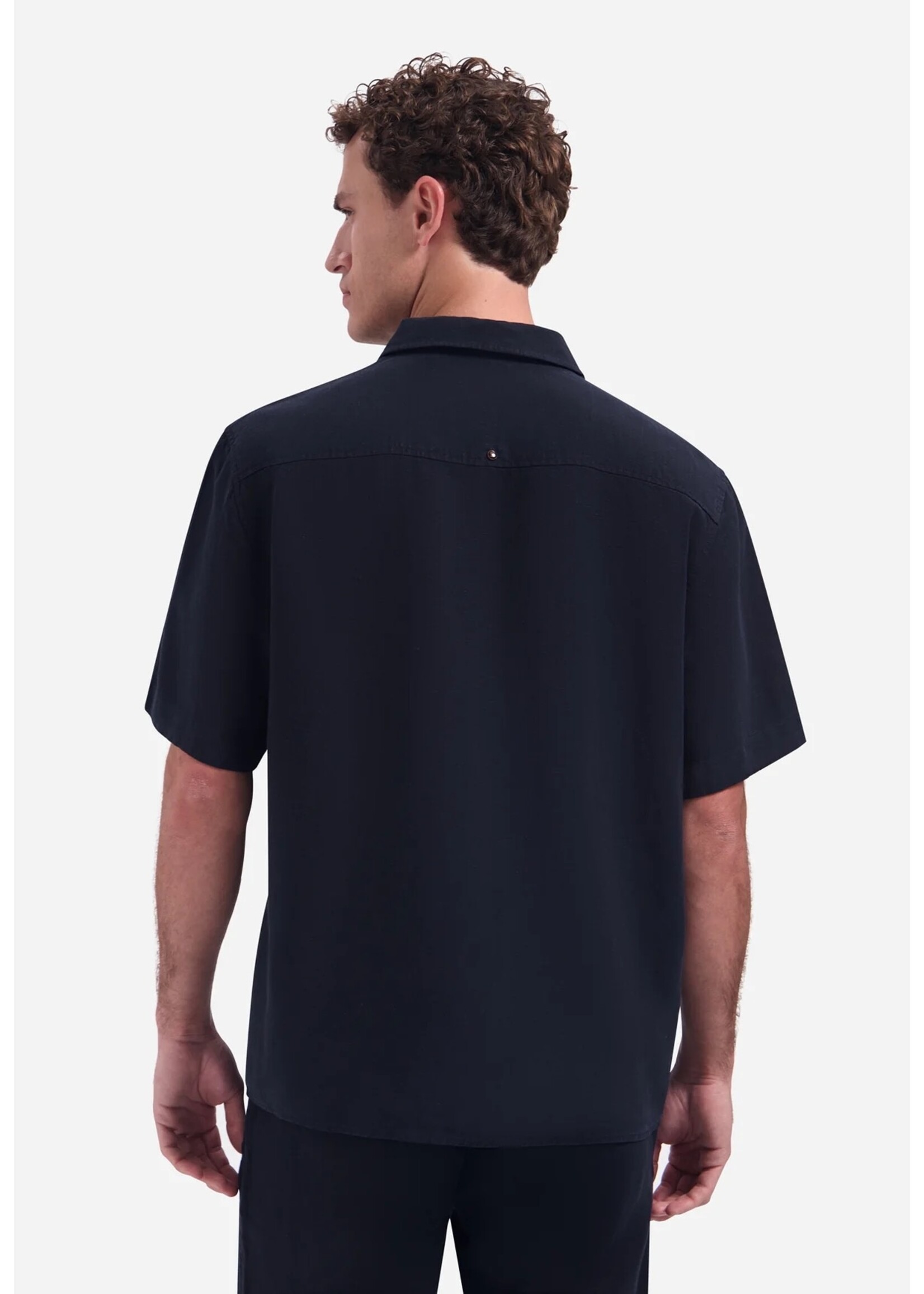 NO EXCESS  Overhemd van linnenmix met korte mouwen | NIGHT