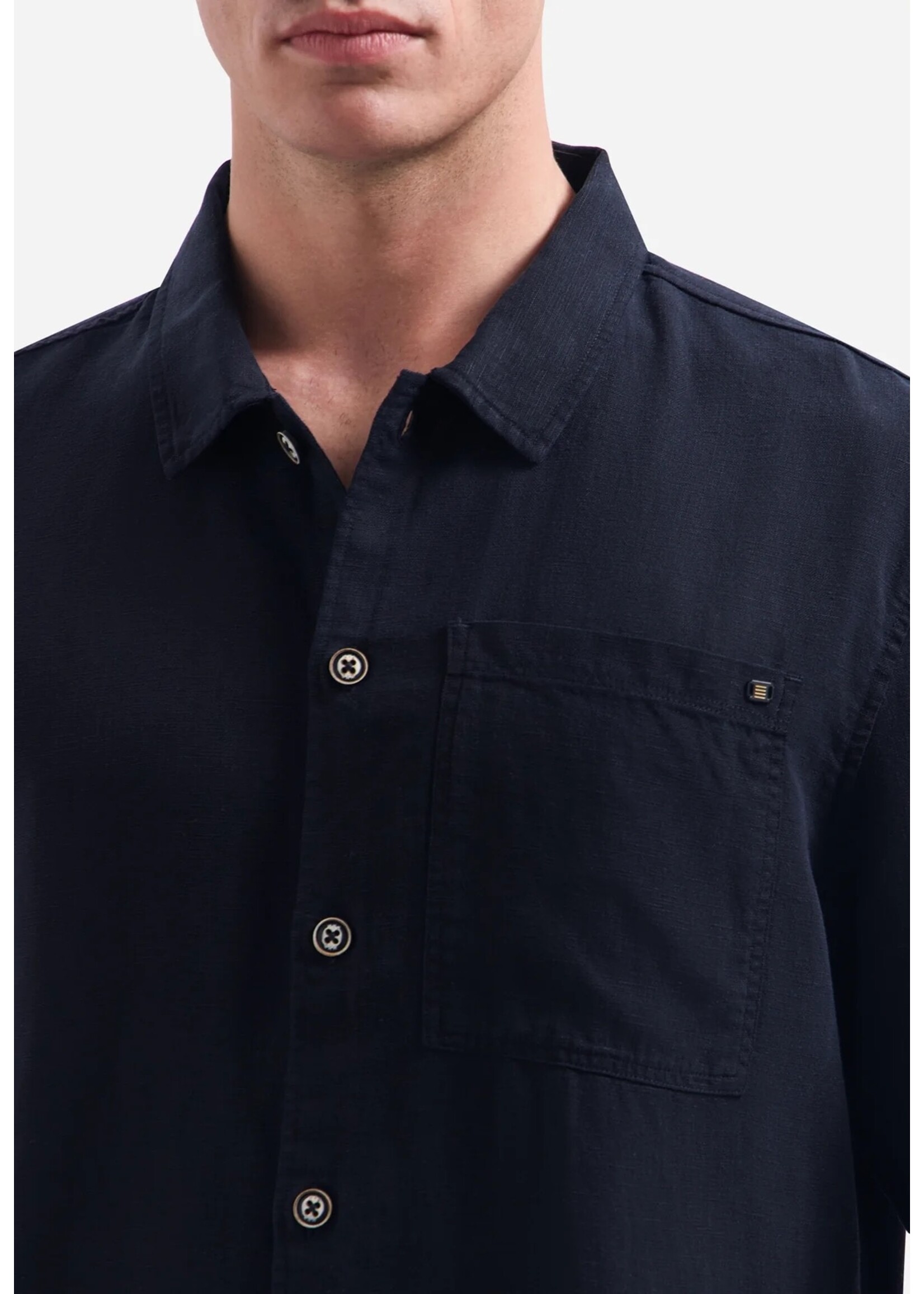 NO EXCESS  Overhemd van linnenmix met korte mouwen | NIGHT