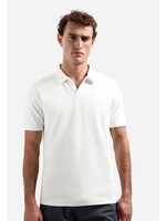 NO EXCESS  Polo met V-hals en korte mouwen met jacquardprint | White