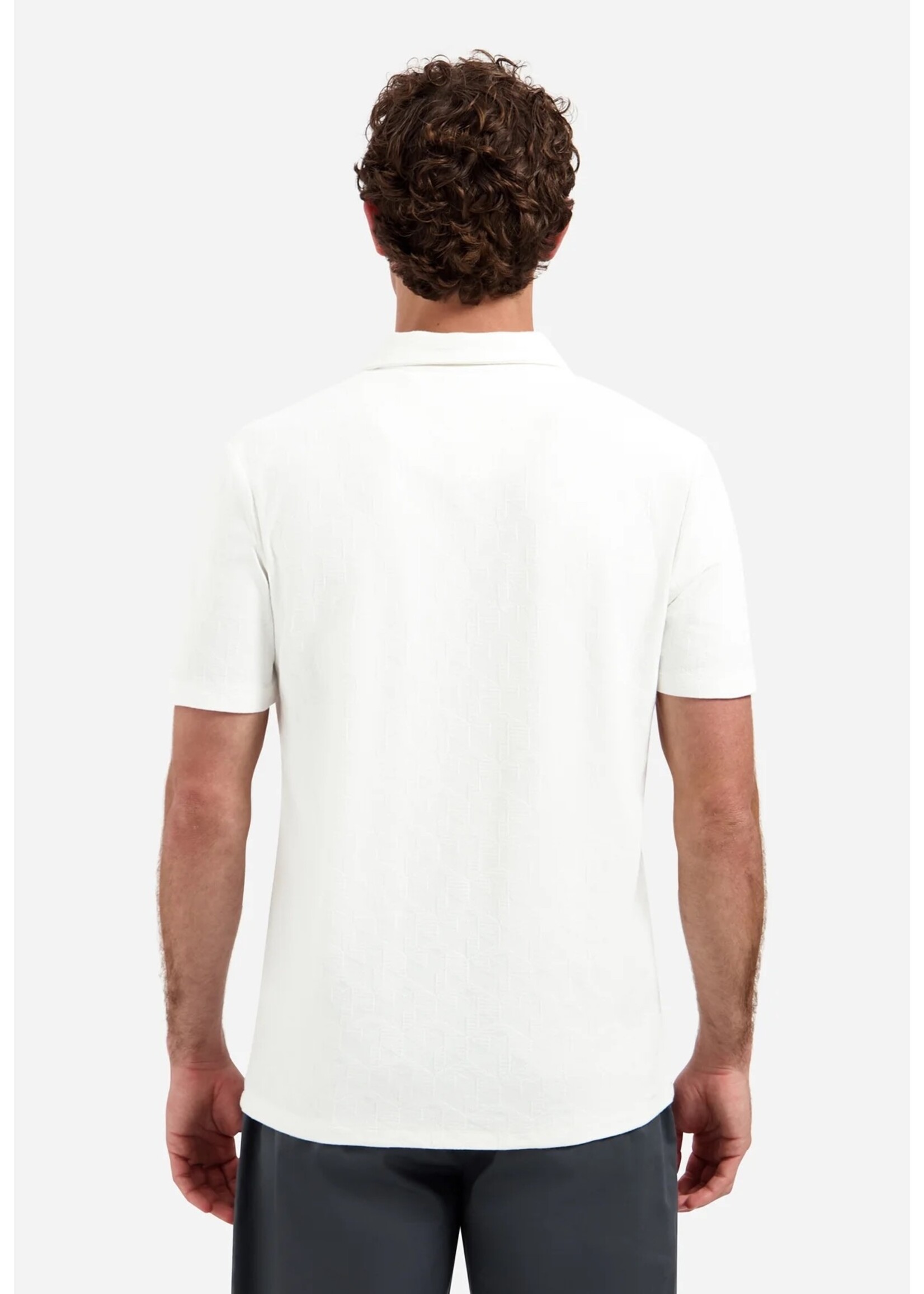 NO EXCESS  Polo met V-hals en korte mouwen met jacquardprint | White