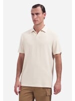 NO EXCESS  Polo met V-hals, korte mouwen en structuur | Stone