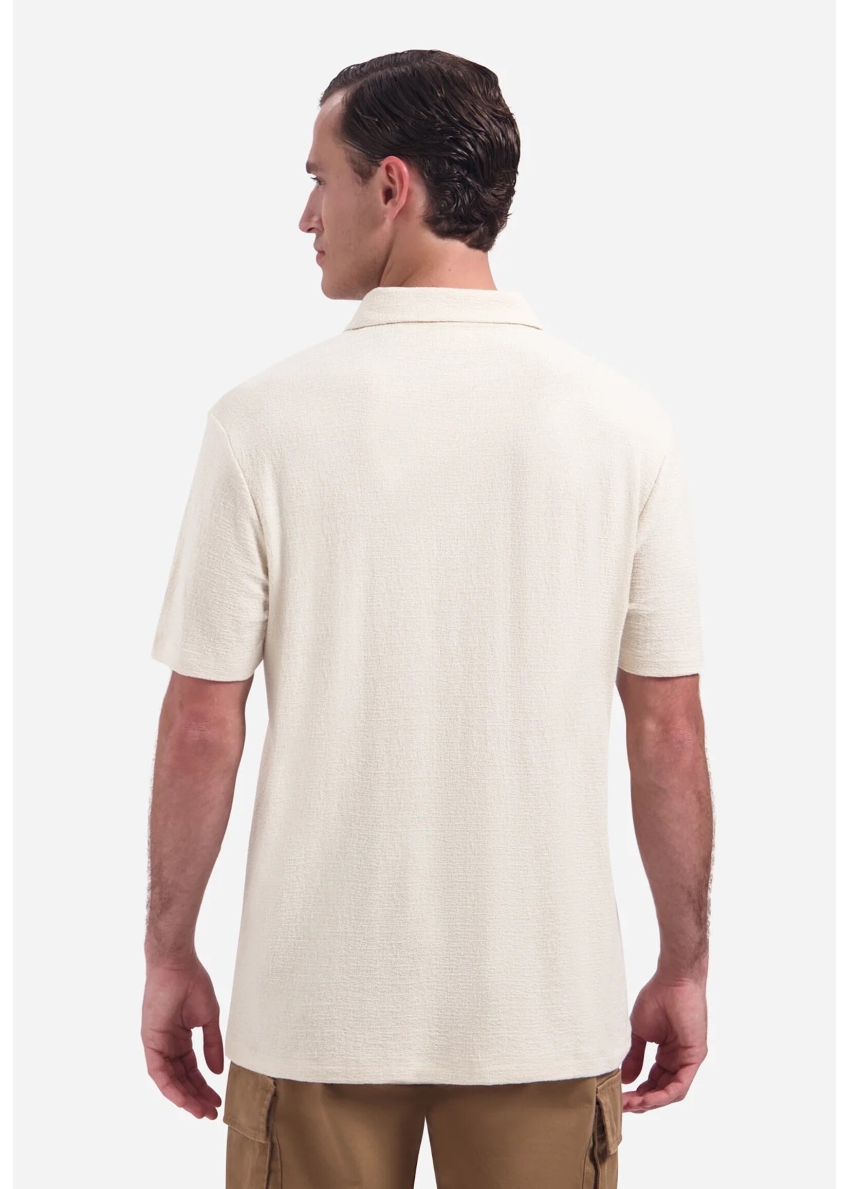 NO EXCESS  Polo met V-hals, korte mouwen en structuur | Stone