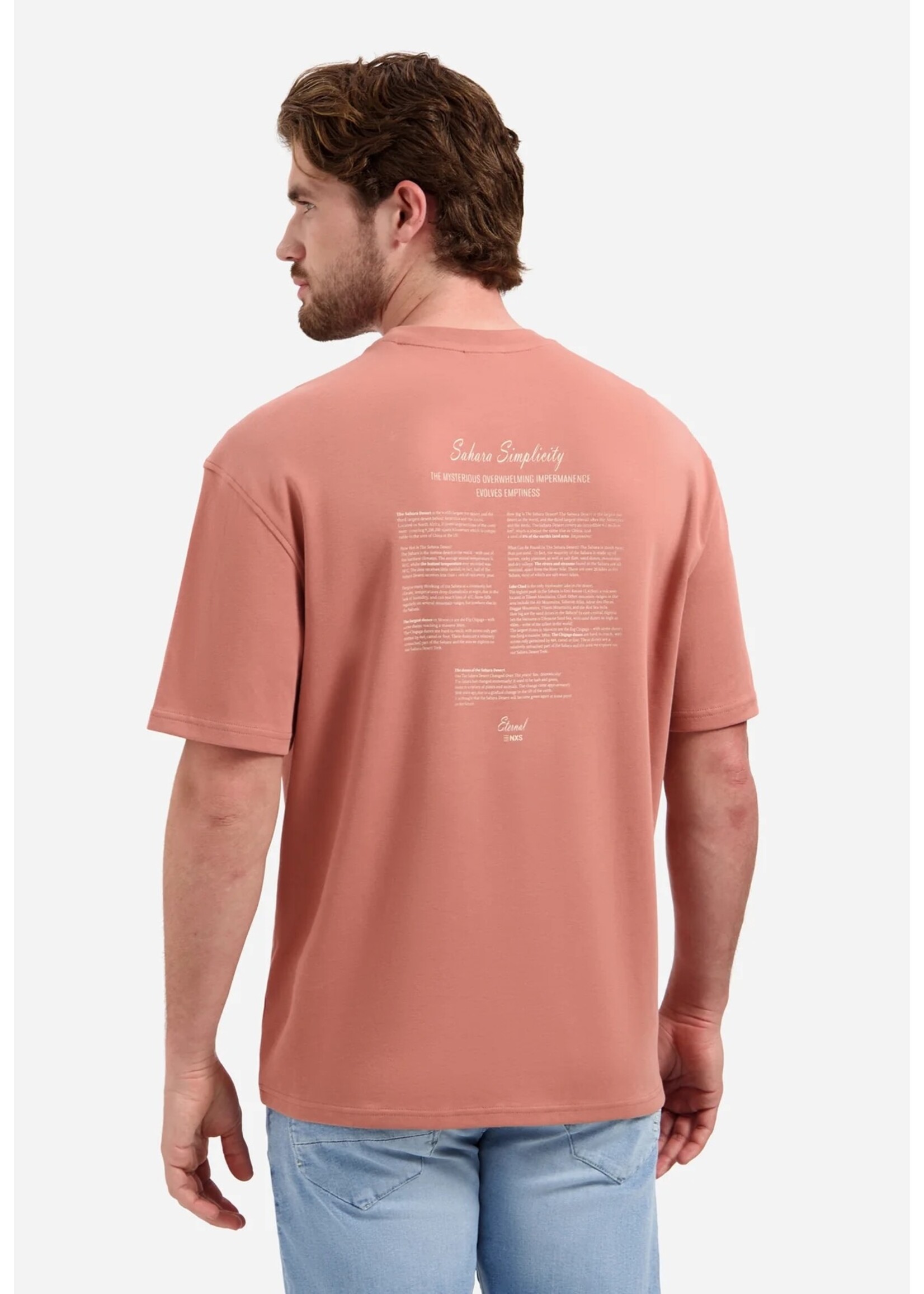 NO EXCESS  T-shirt met ronde hals, korte mouwen en print op de rug | Coral