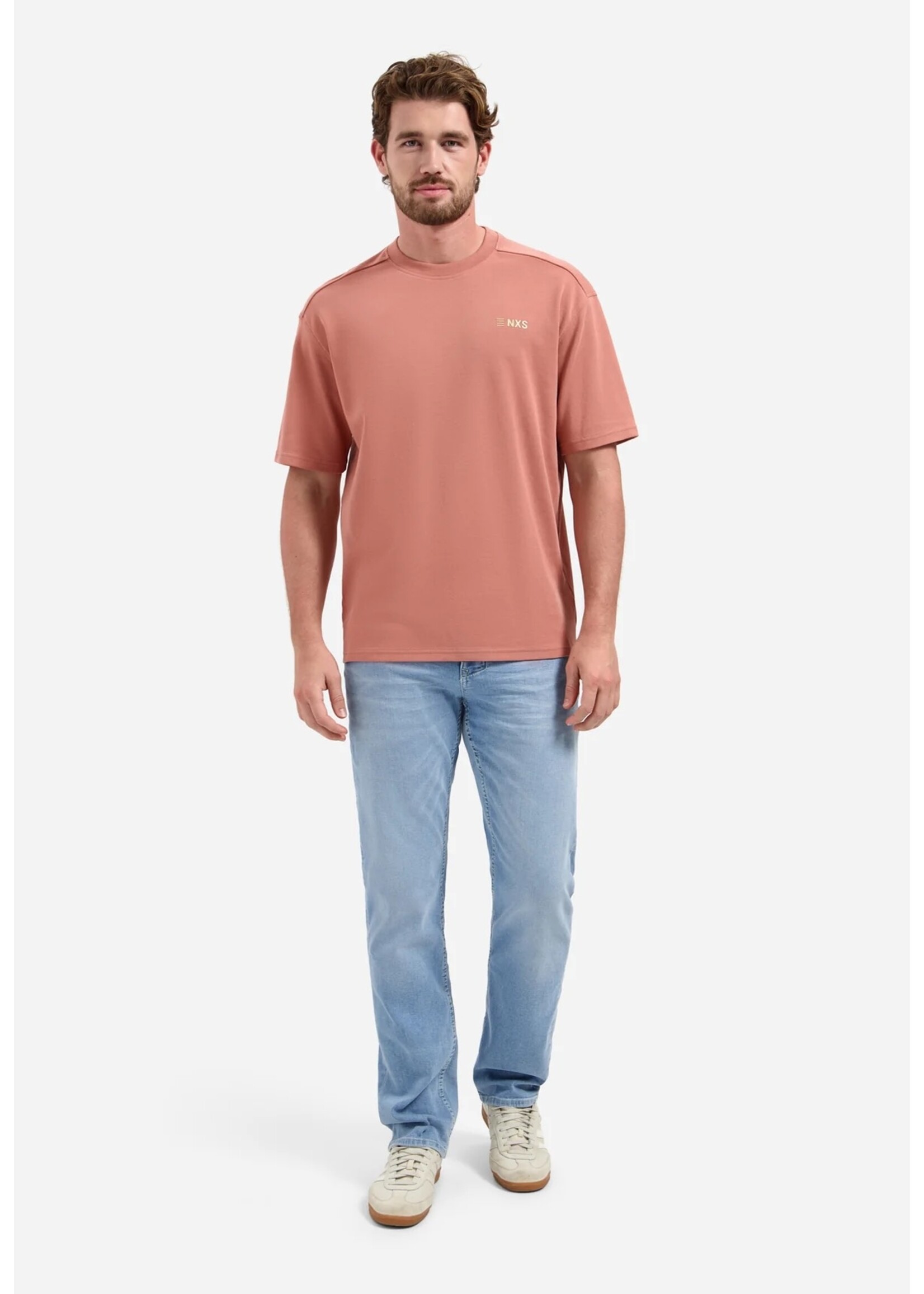 NO EXCESS  T-shirt met ronde hals, korte mouwen en print op de rug | Coral