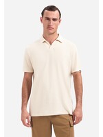 NO EXCESS  Zoom Polo met V-hals, korte mouwen en structuur | Stone