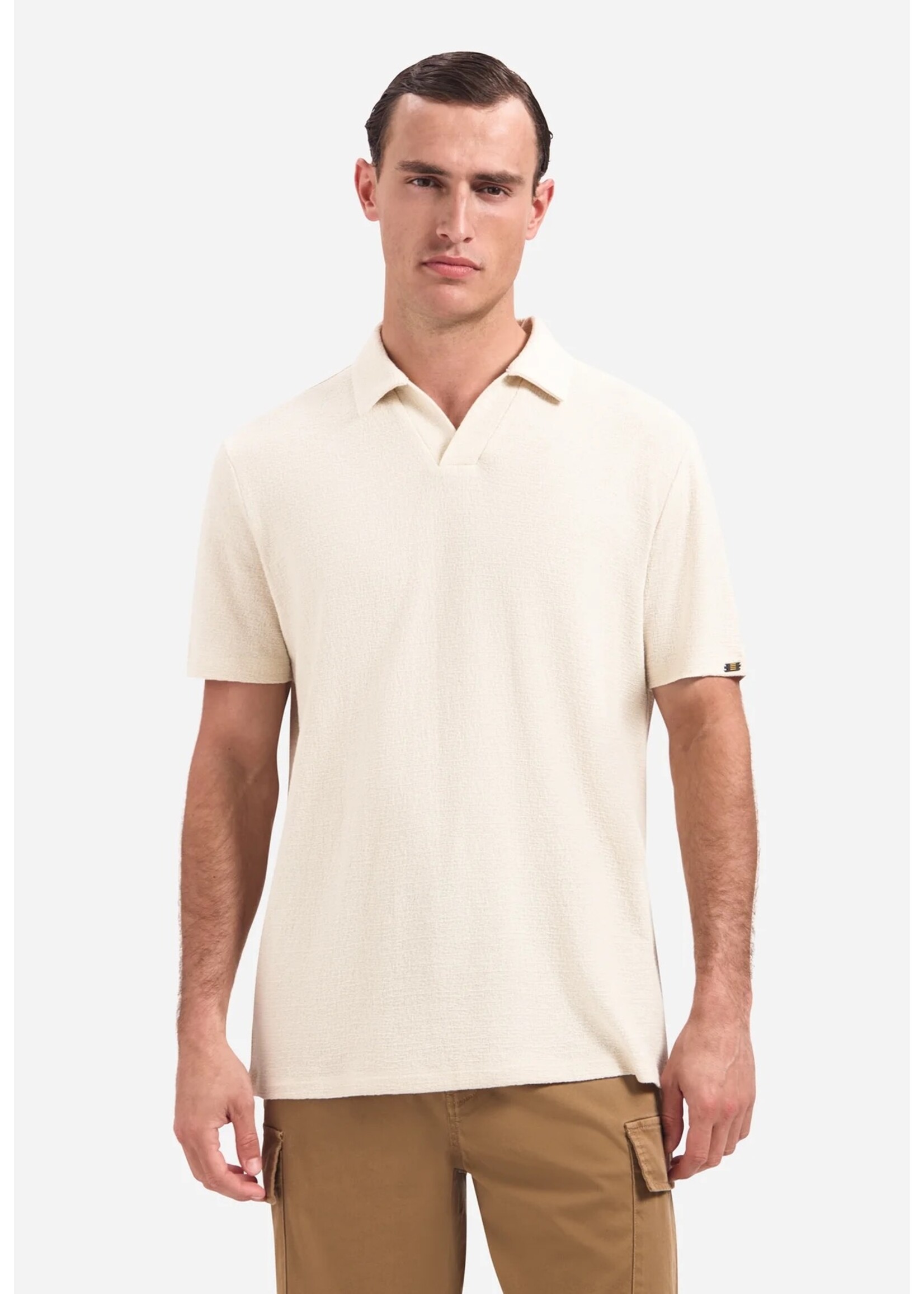 NO EXCESS   Zoom Polo met V-hals, korte mouwen en structuur | Stone