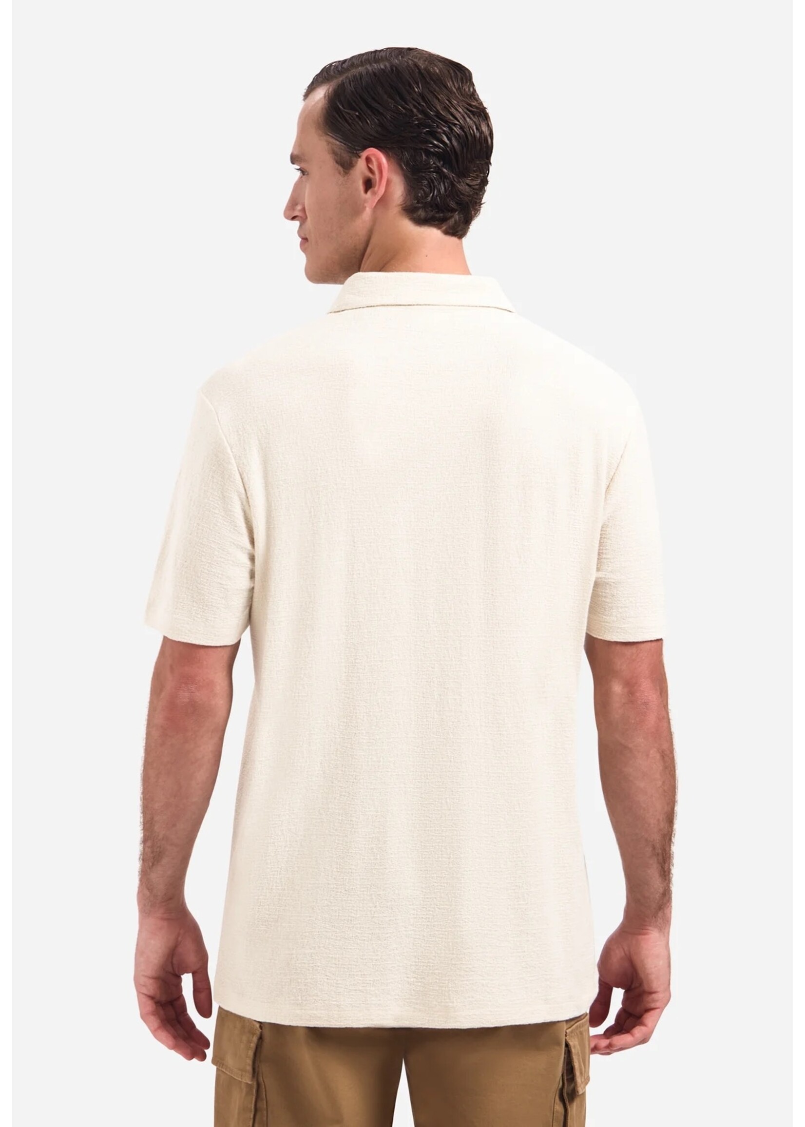 NO EXCESS   Zoom Polo met V-hals, korte mouwen en structuur | Stone