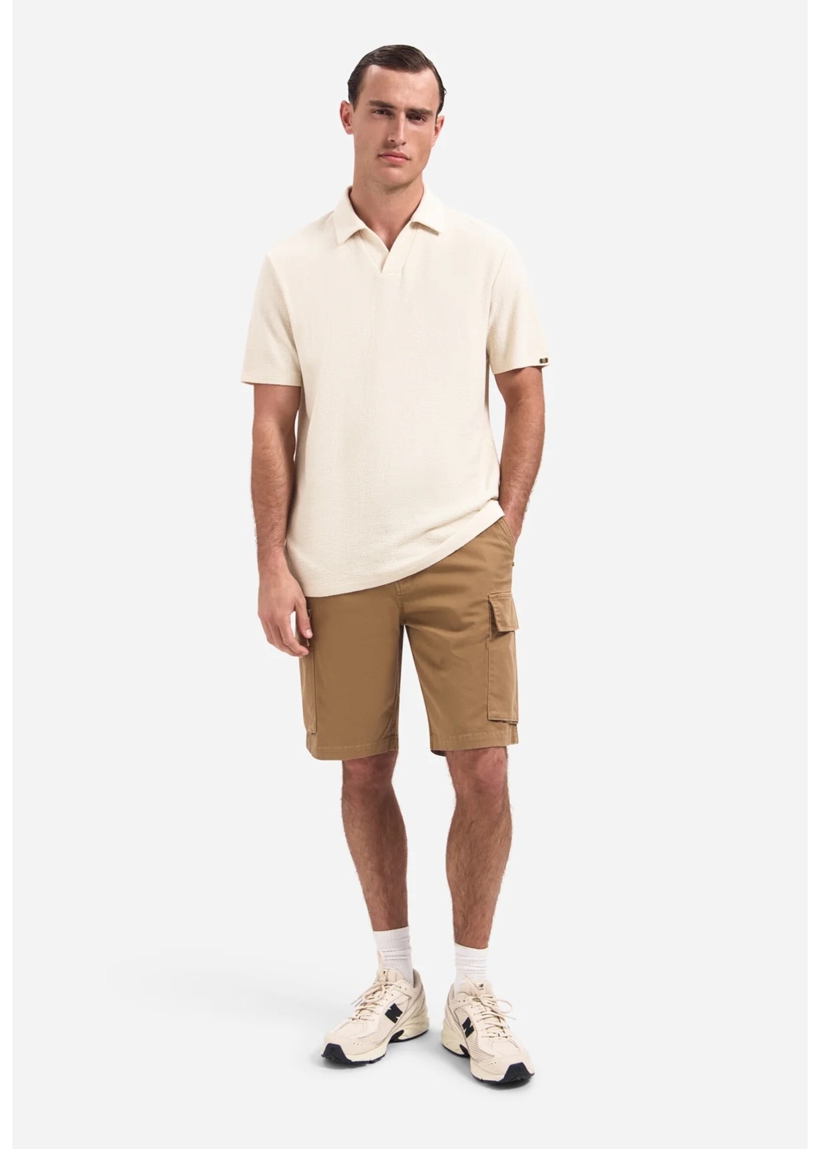 NO EXCESS   Zoom Polo met V-hals, korte mouwen en structuur | Stone