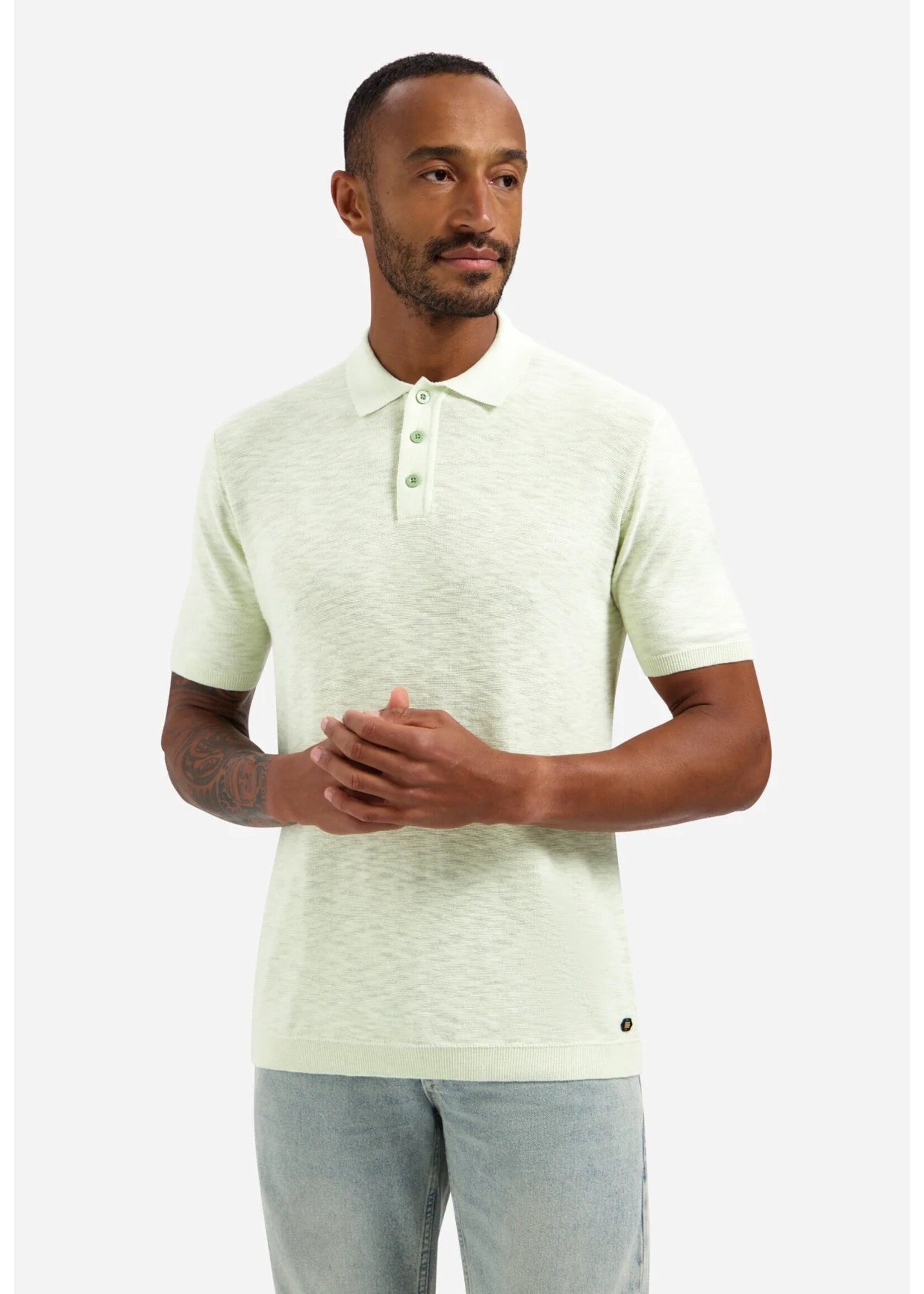 NO EXCESS  PULLOVER V POLO SHORT SLEEVE SEAGREEN