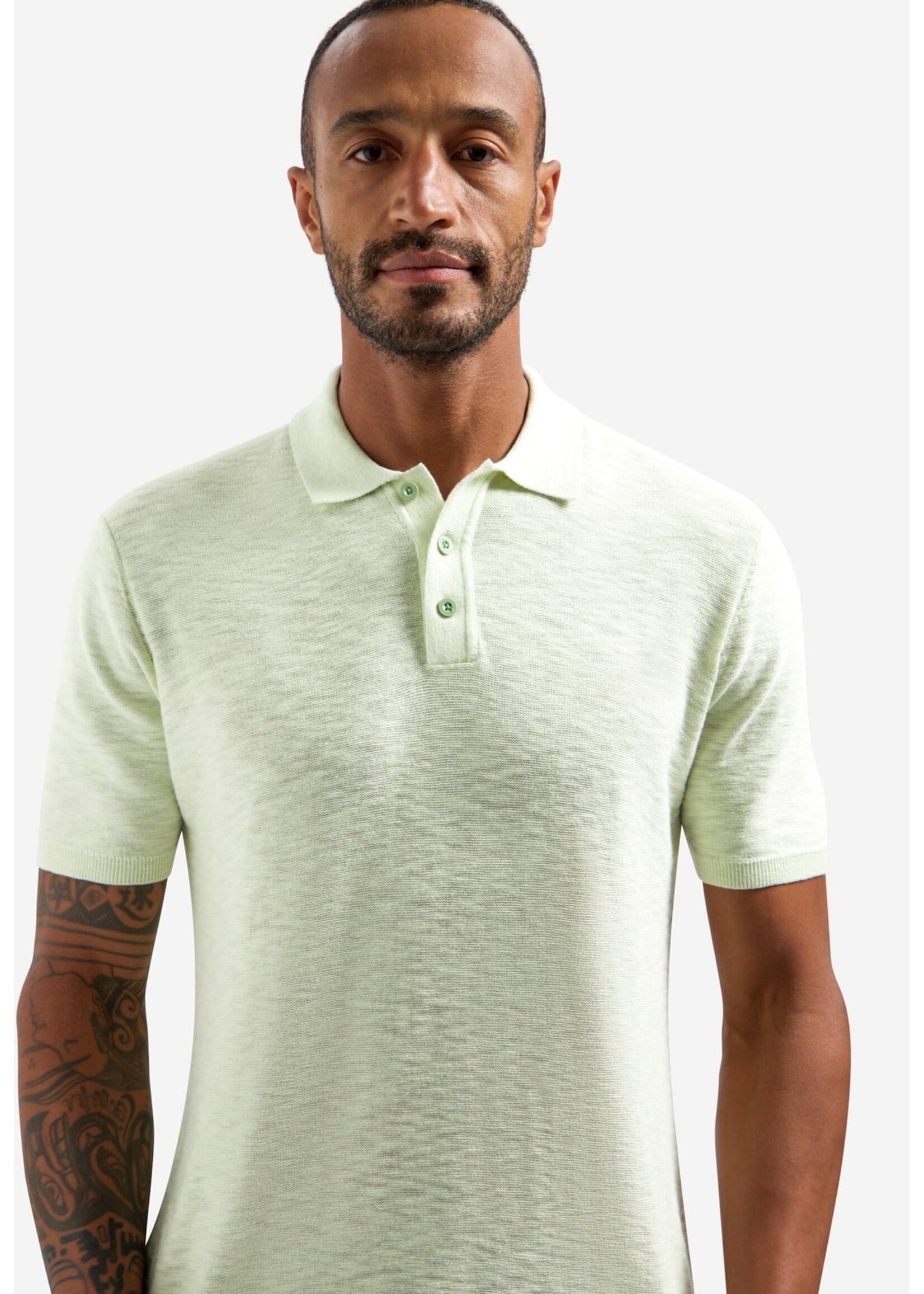 NO EXCESS  PULLOVER V POLO SHORT SLEEVE SEAGREEN