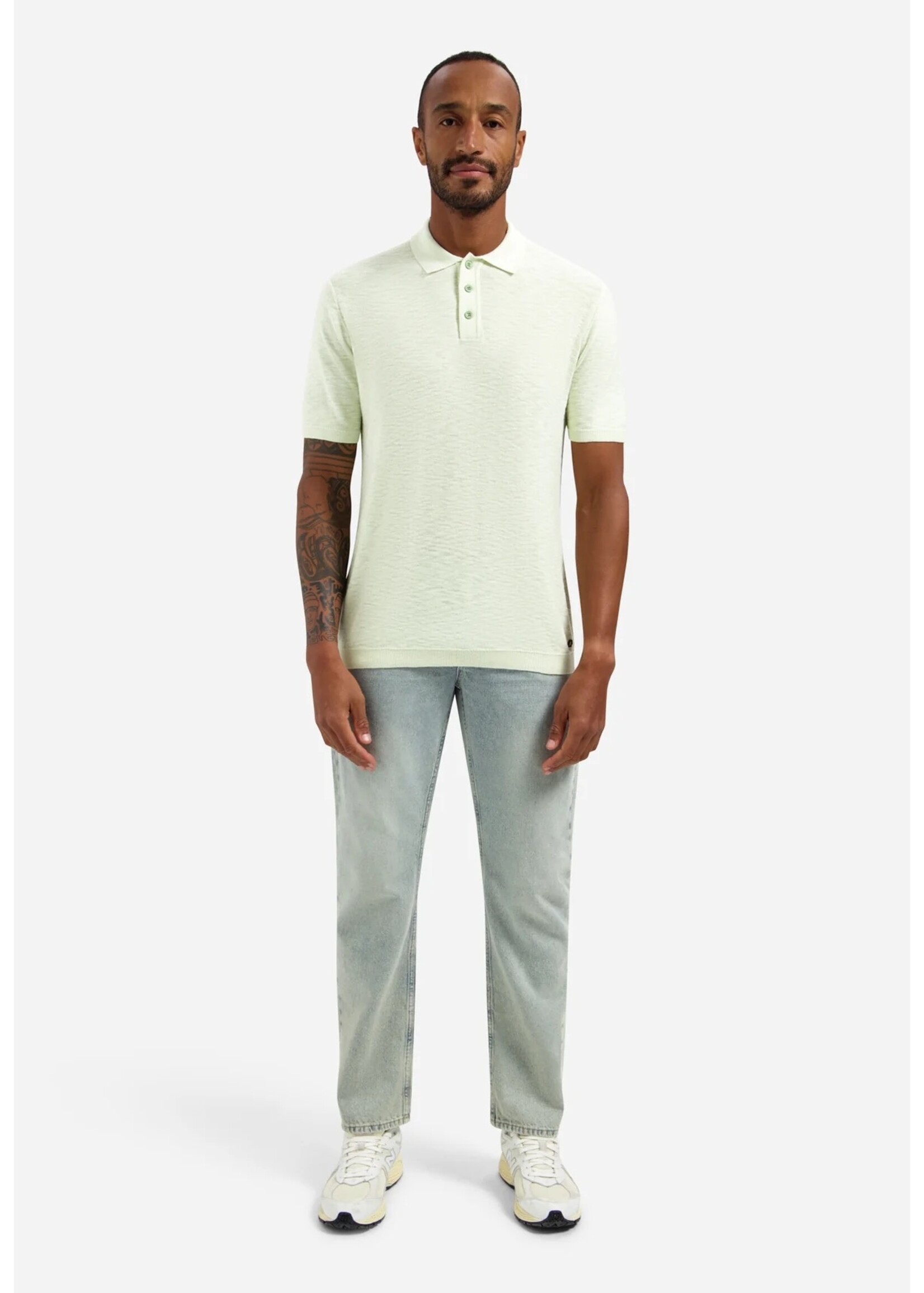 NO EXCESS  PULLOVER V POLO SHORT SLEEVE SEAGREEN