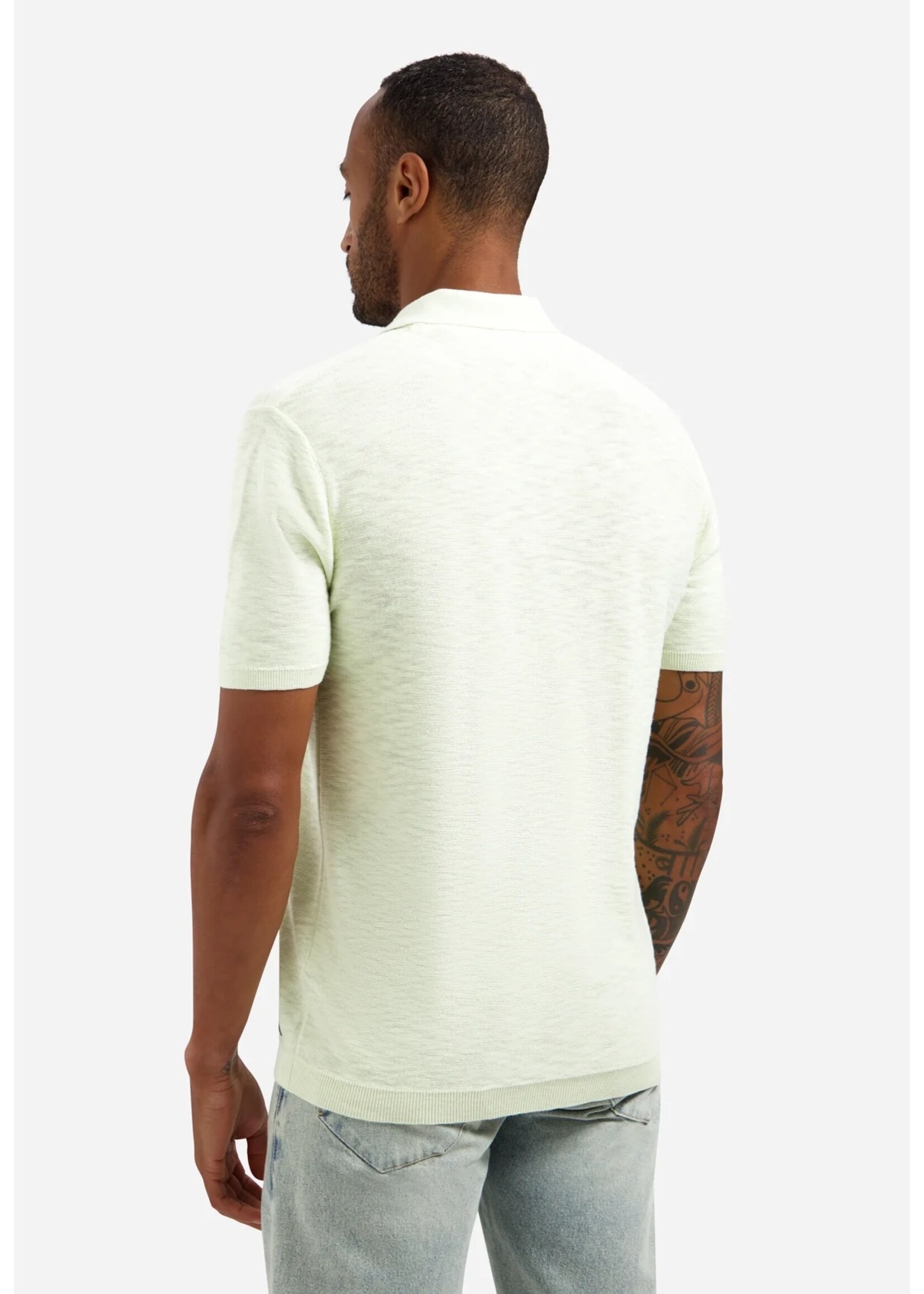 NO EXCESS  PULLOVER V POLO SHORT SLEEVE SEAGREEN