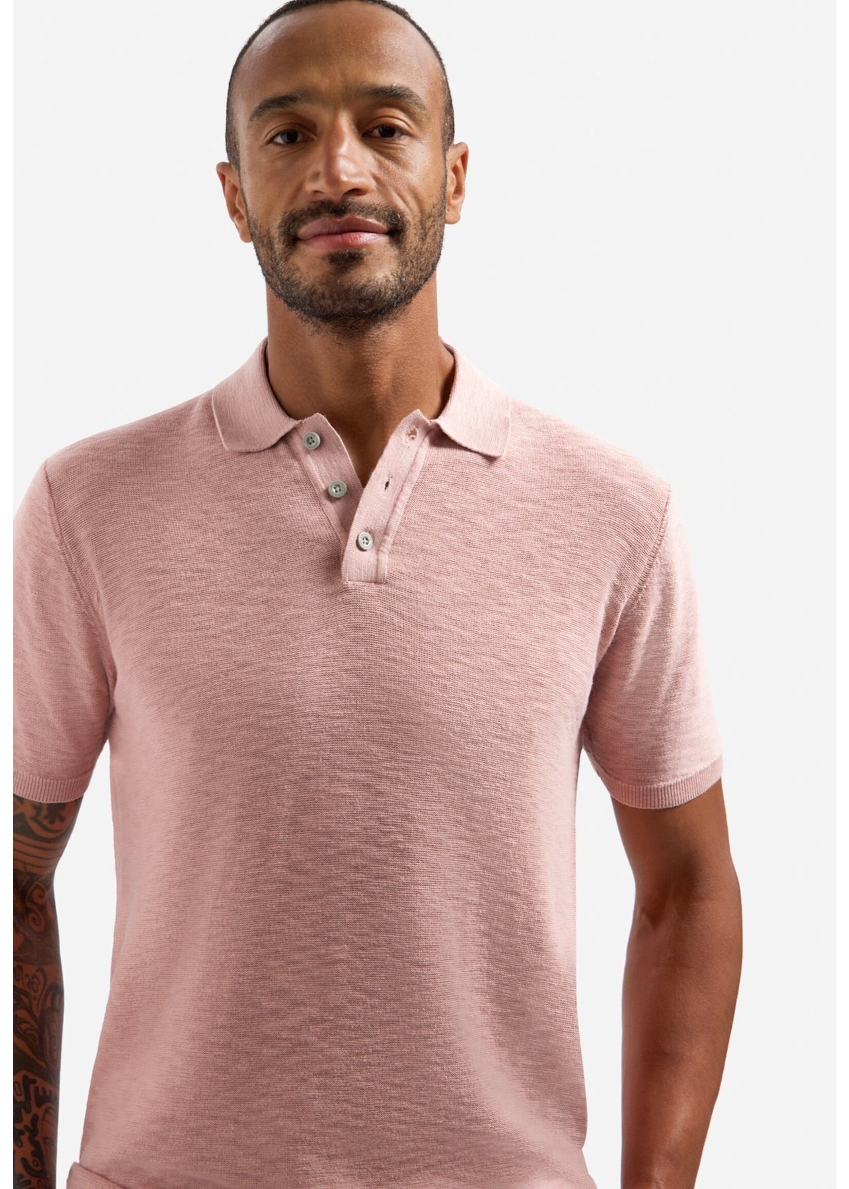 NO EXCESS  PULLOVER V POLO SHORT  LIGHT MAUVE