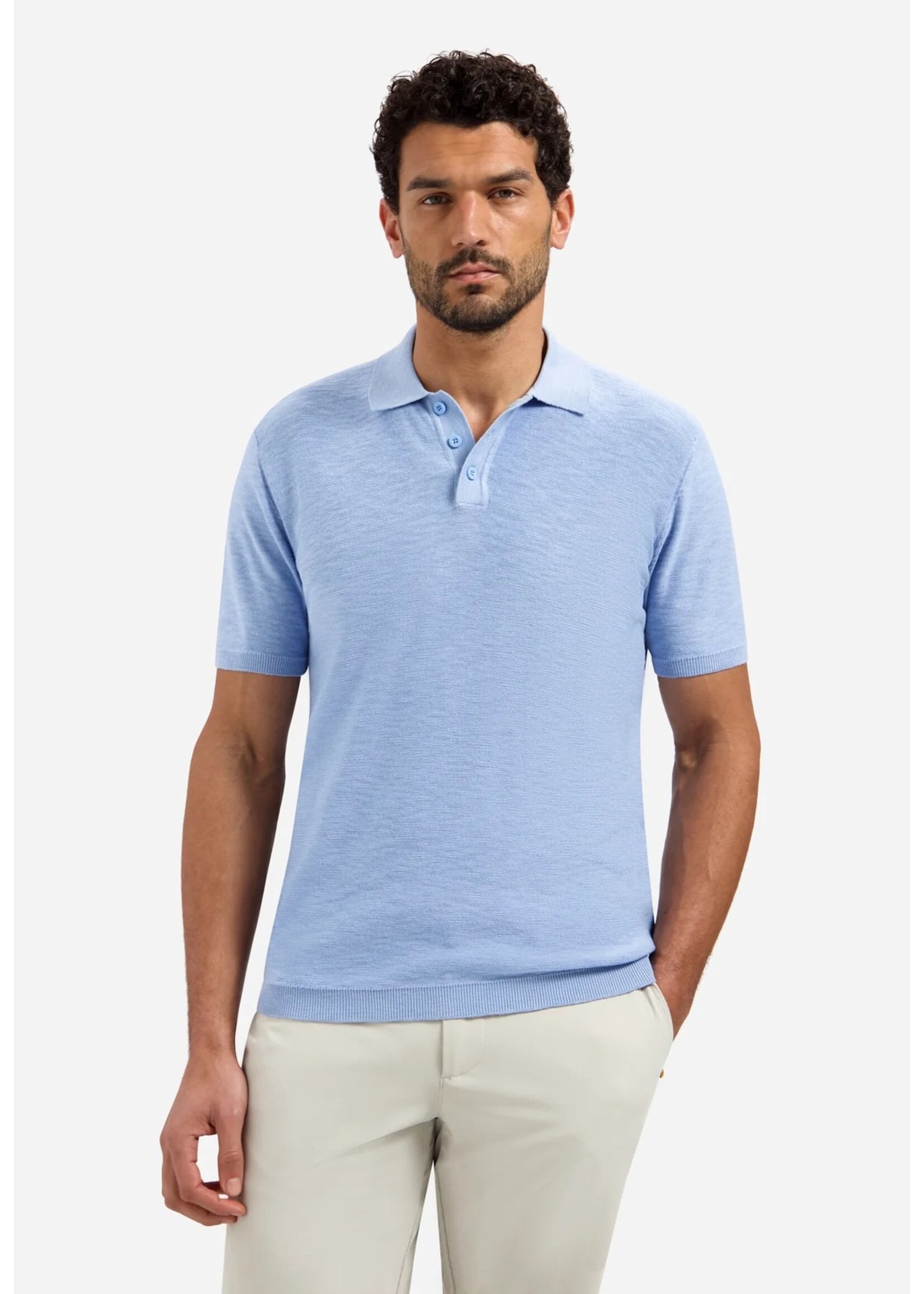 NO EXCESS  PULLOVER V POLO SHORT SLEEVE - BLUE